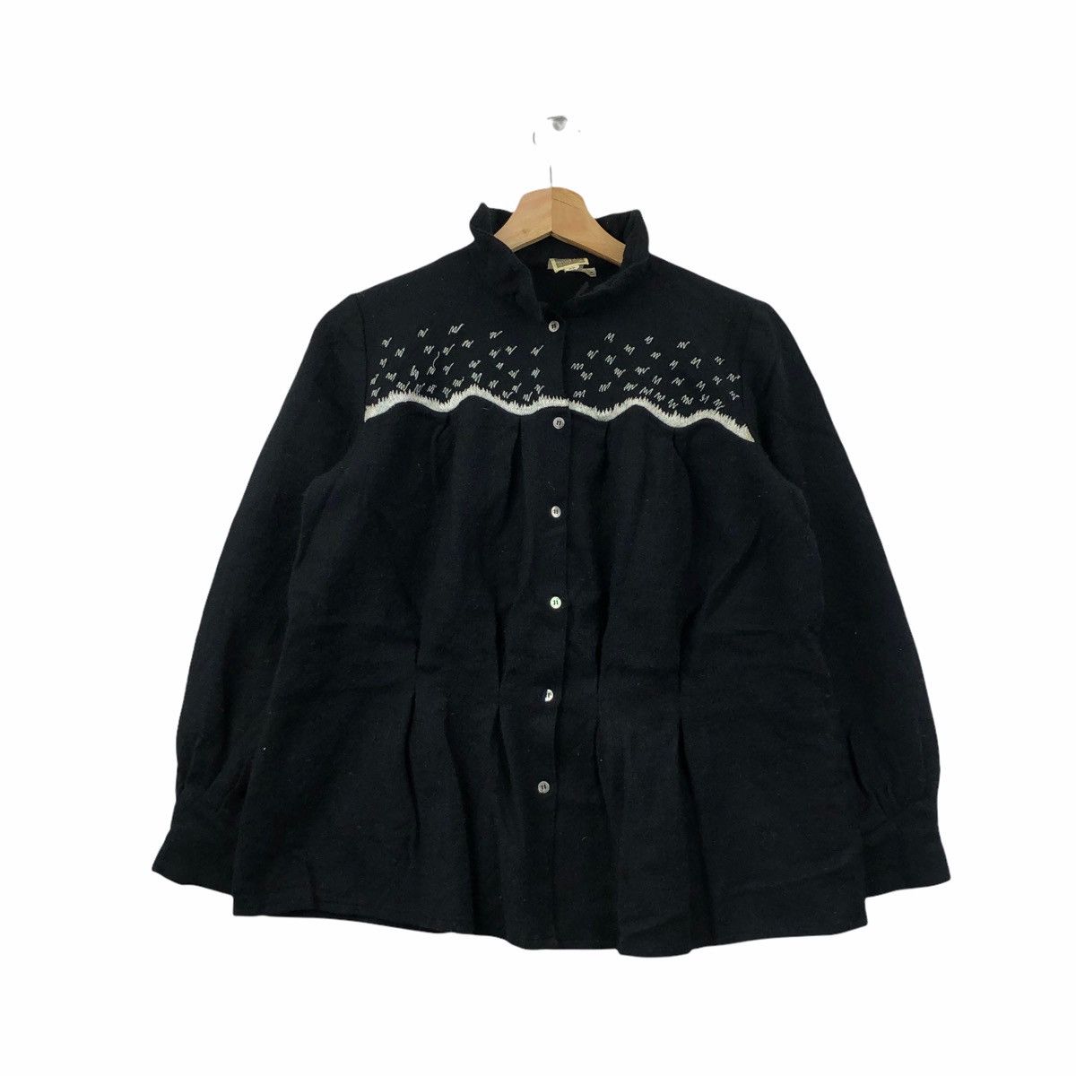 Vintage France Designer Emmanuelle Paris Button Up Wool