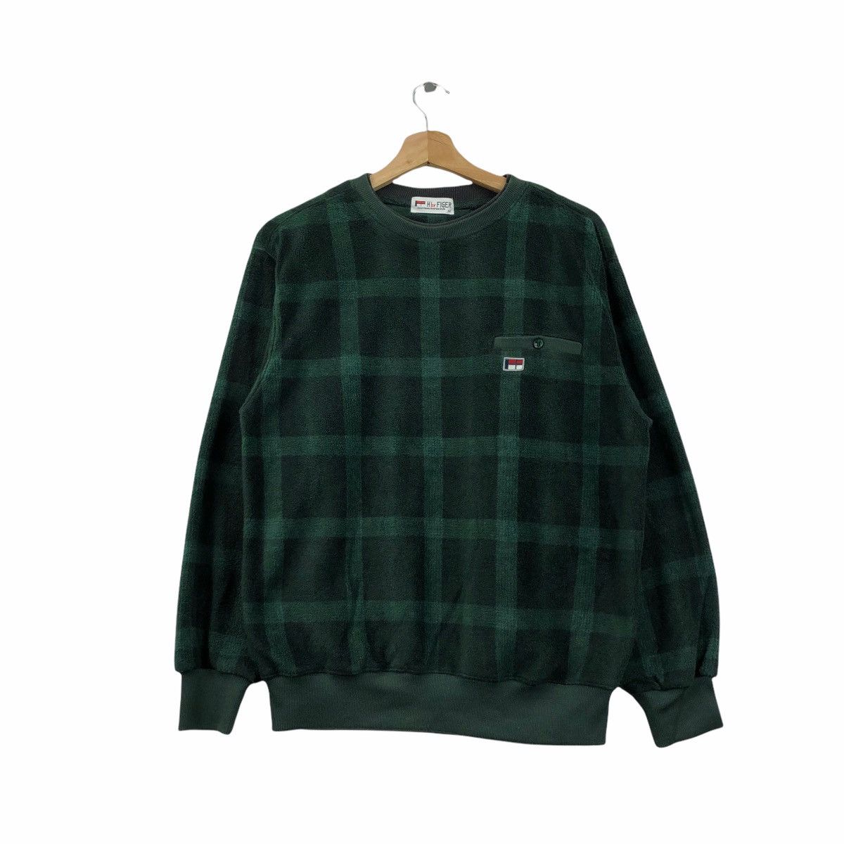 Vintage H by Figer Checkered Fleece Sweatshirt Pullover