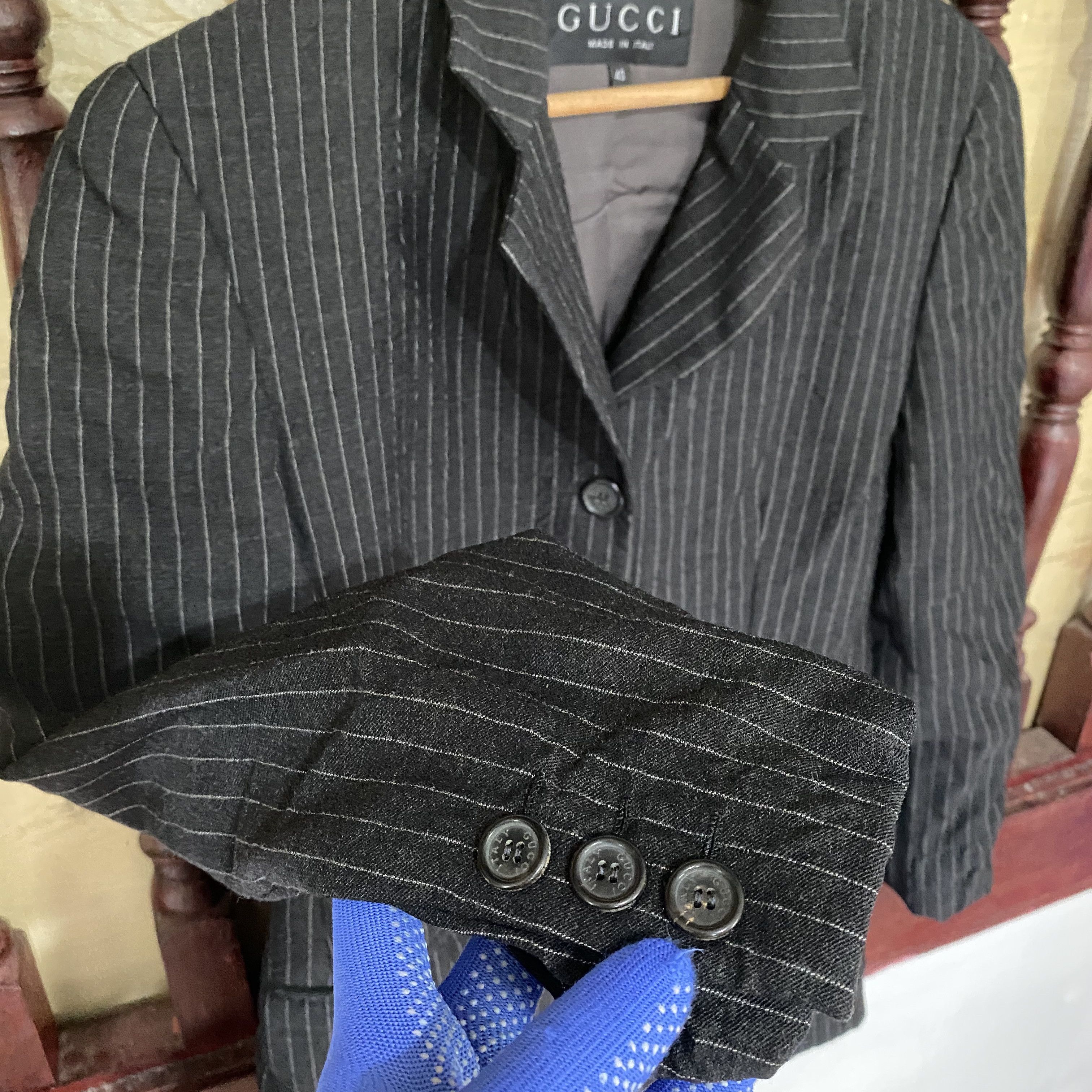 Gucci RARE🔥Vintage Gucci Blazer Striped Faded Black Size S / US 4 / IT 40 - 4 Thumbnail