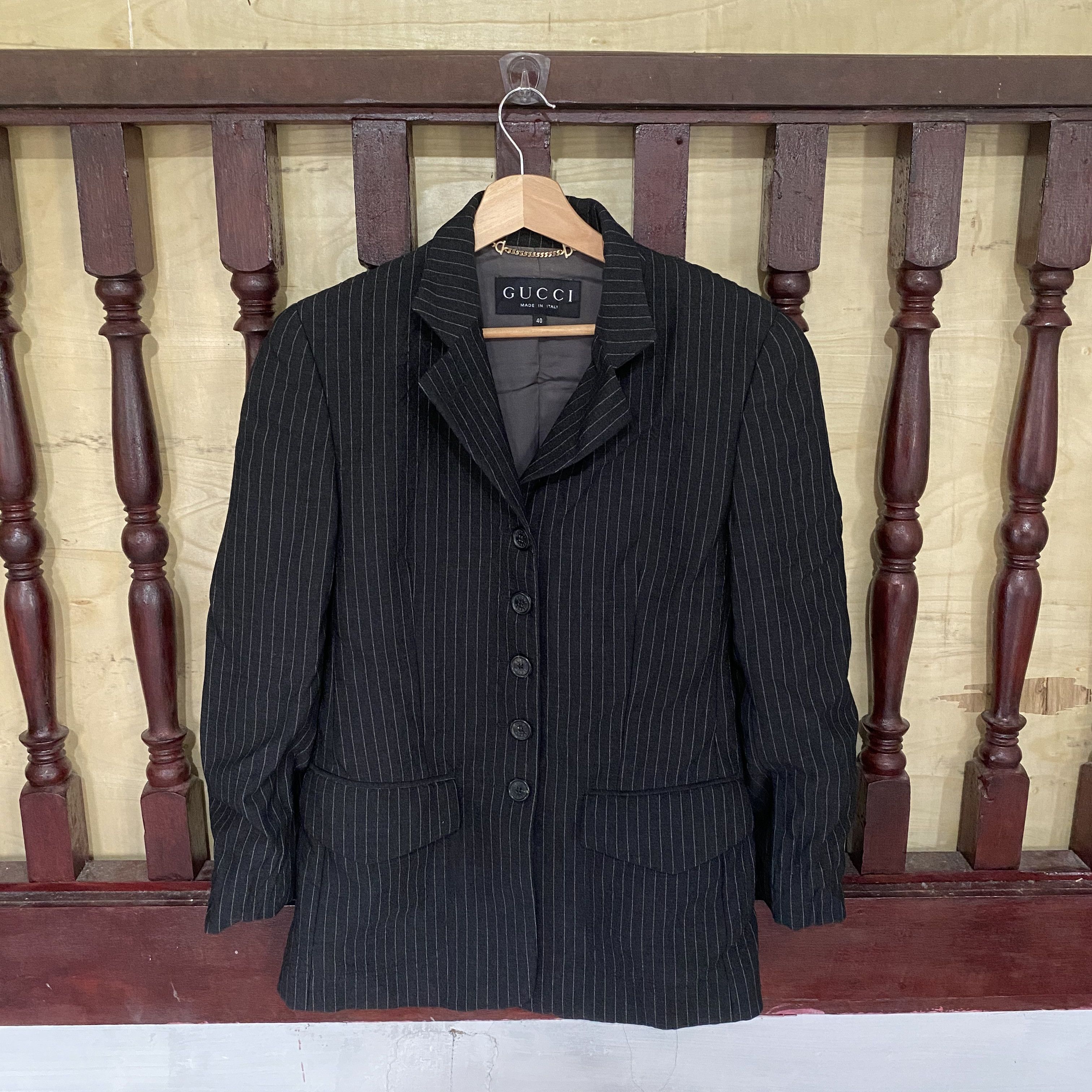 Gucci RARE🔥Vintage Gucci Blazer Striped Faded Black Size S / US 4 / IT 40 - 1 Thumbnail