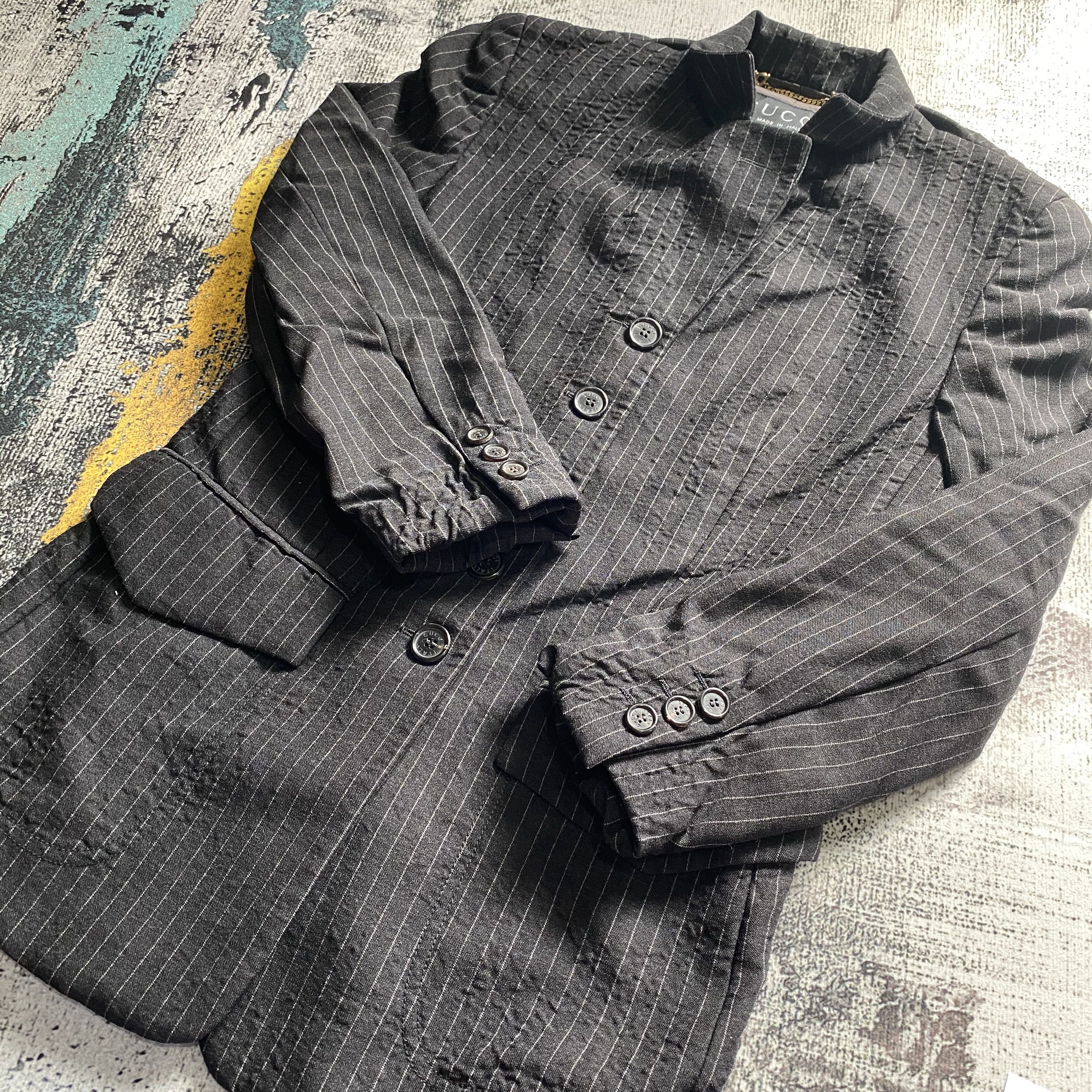 Gucci RARE🔥Vintage Gucci Blazer Striped Faded Black Size S / US 4 / IT 40 - 11 Thumbnail