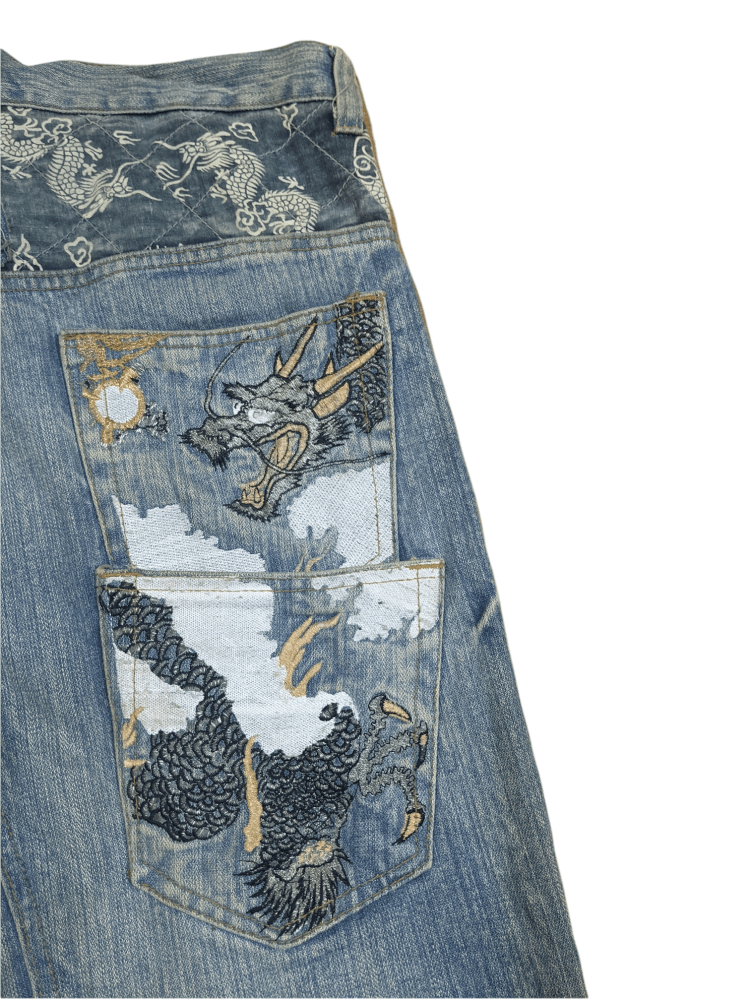 Japanese Brand Sukajan Multipocket Embroidery Dragon Jeans Size US 36 / EU 52 - 7 Thumbnail