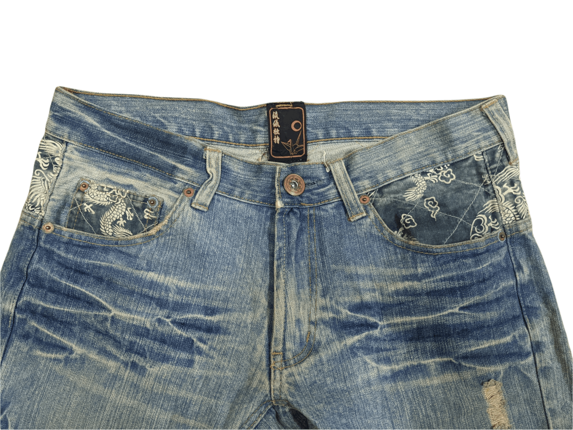 Japanese Brand Sukajan Multipocket Embroidery Dragon Jeans Size US 36 / EU 52 - 3 Thumbnail