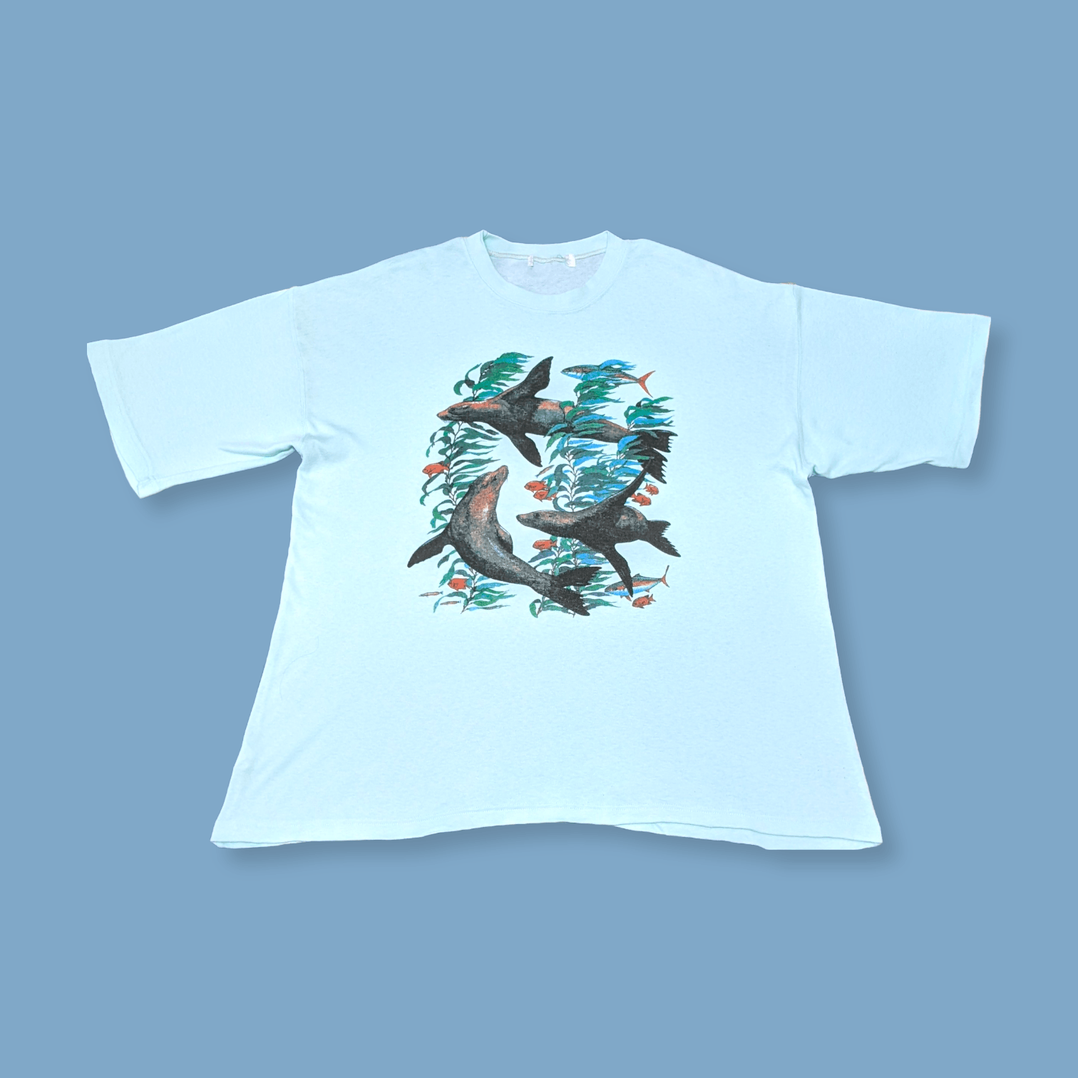 Habitat × Vintage Vintage 90s Sea Animal Seal Nature Art T shirt Size US XL / EU 56 / 4 - 2 Thumbnail