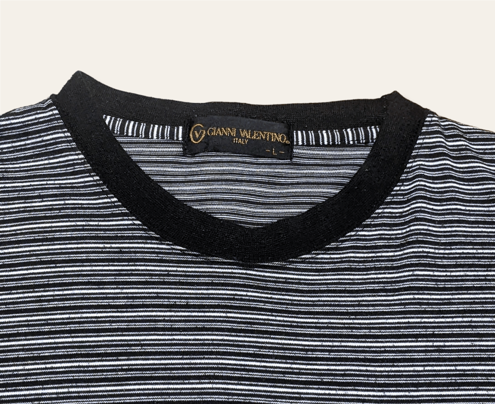 Gianni Valentino × Valentino × Vintage Vintage 90s Gianni Valentino Striped Pocket T shirt Size US L / EU 52-54 / 3 - 4 Thumbnail