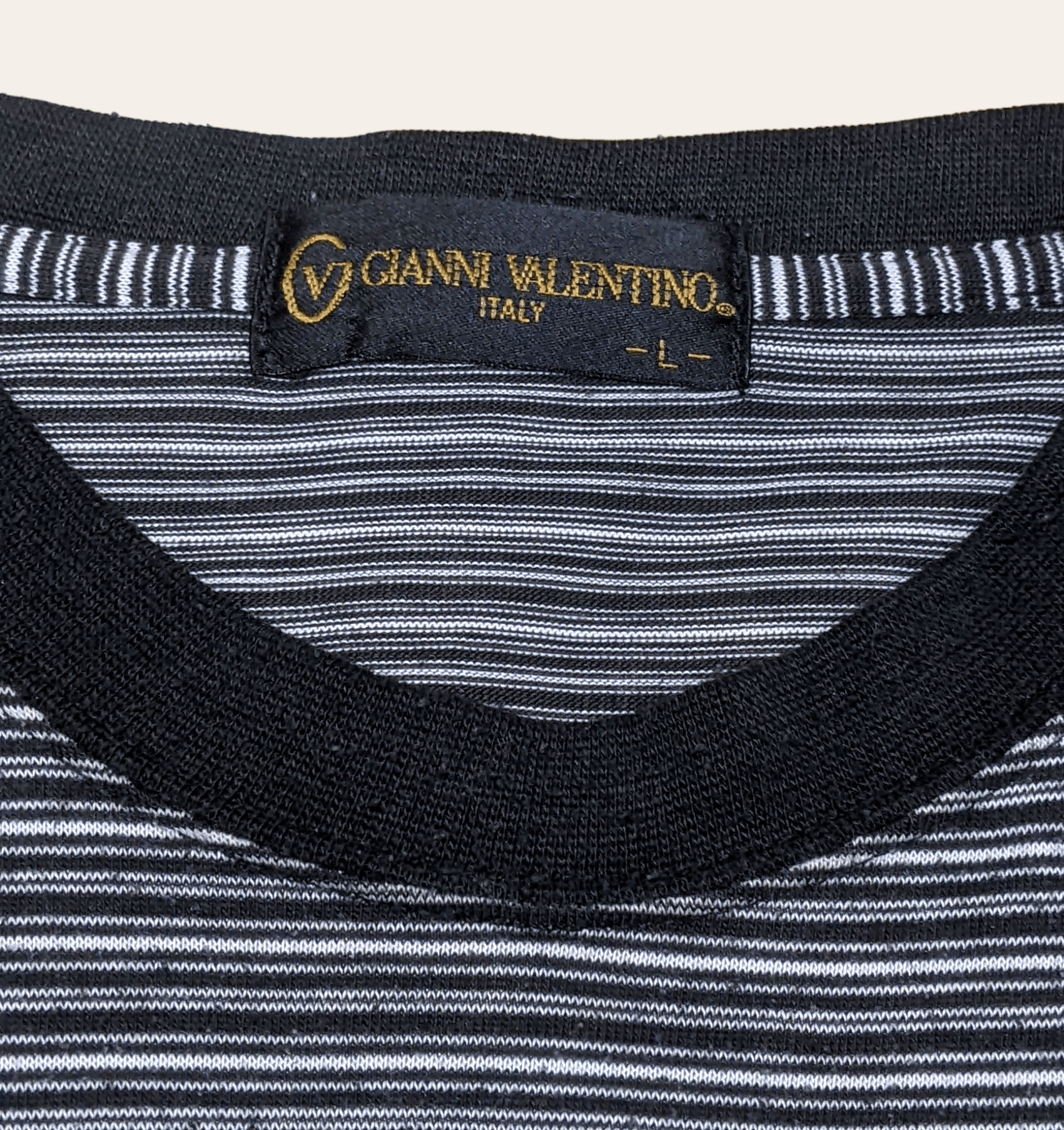 Gianni Valentino × Valentino × Vintage Vintage 90s Gianni Valentino Striped Pocket T shirt Size US L / EU 52-54 / 3 - 6 Thumbnail