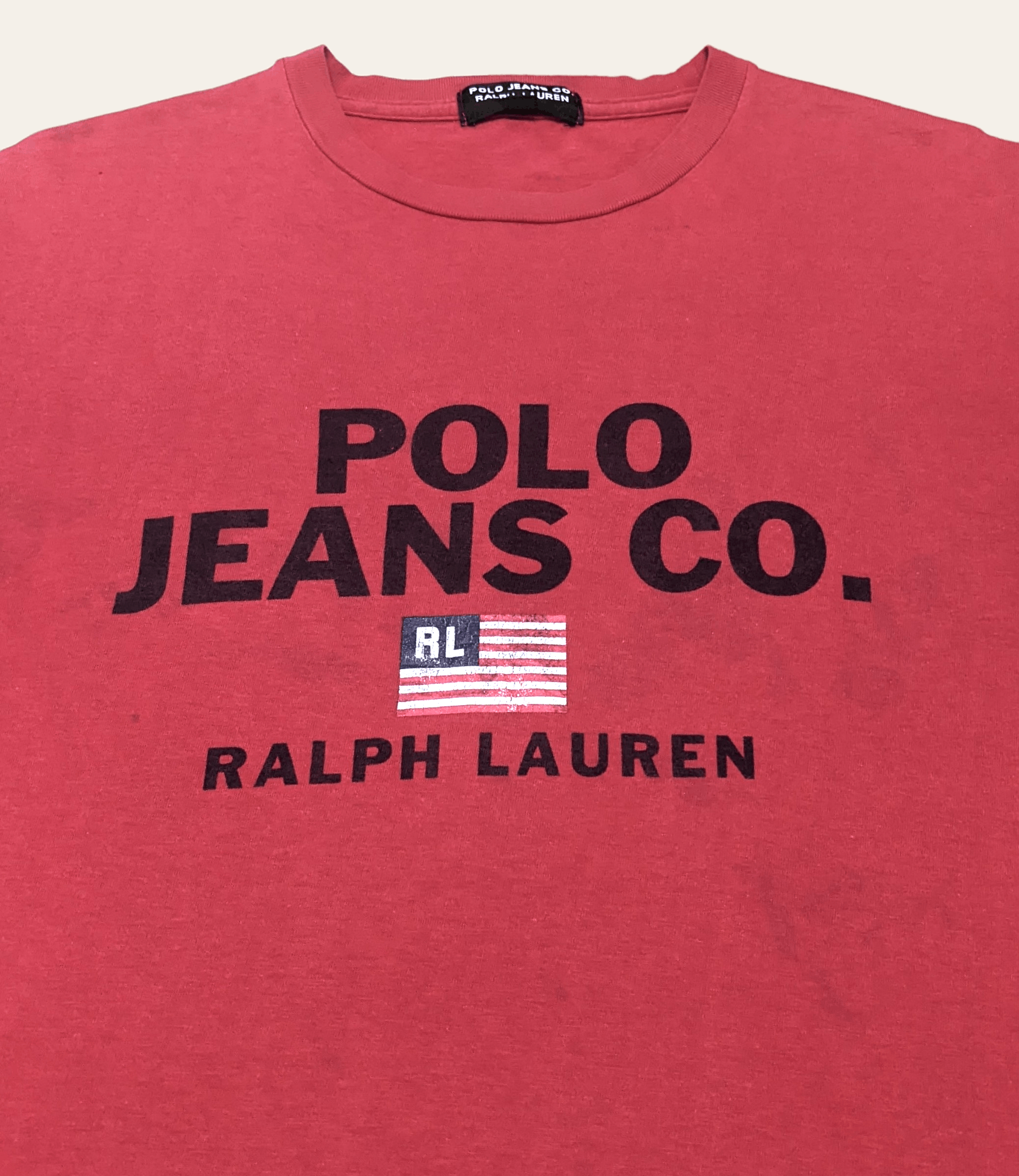 Vintage 90s Ralph Lauren Polo Jeans Spellout Flag T shirt