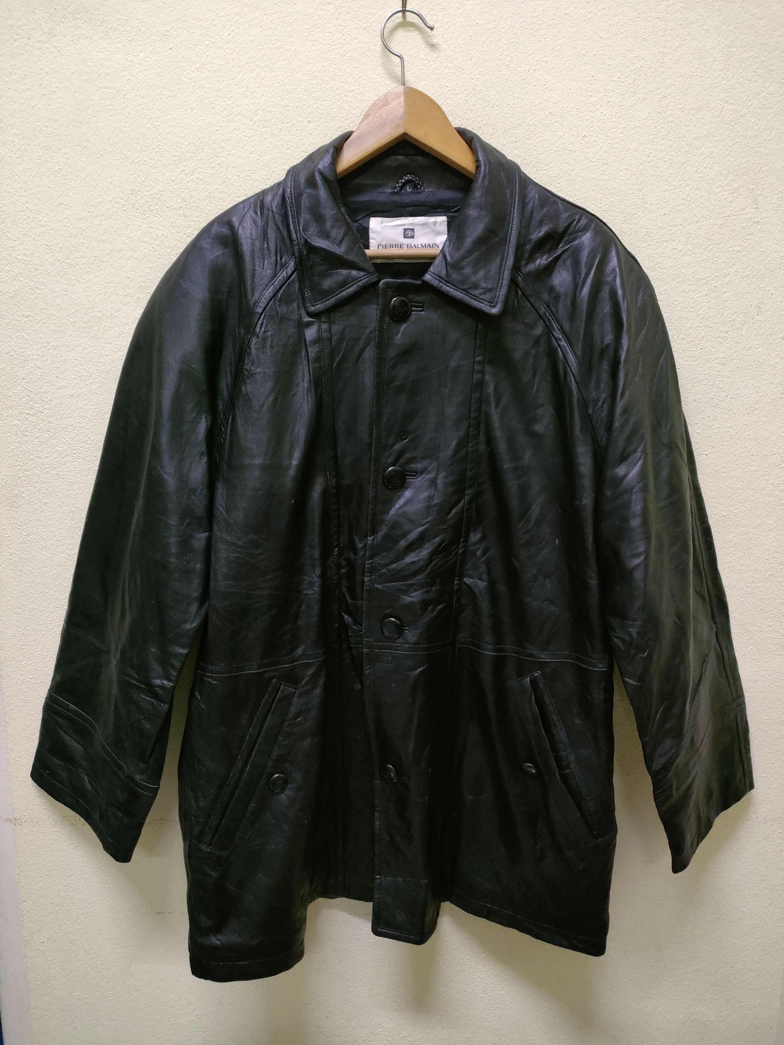Genuine Leather × Pierre Balmain Pierre Balmain Leather Long Jacket Size US L / EU 52-54 / 3 - 1 Thumbnail
