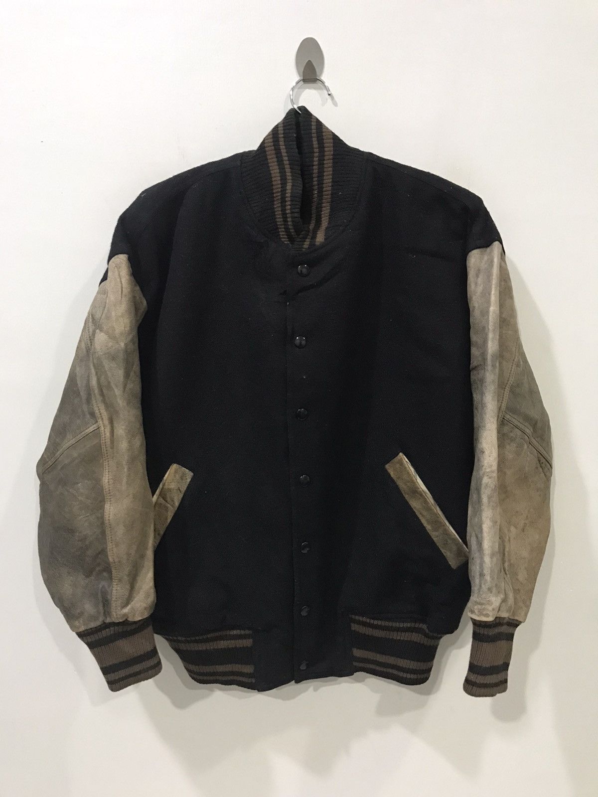 Lancel Vintage Rare LANCEL Leather Sleeve Varsity Jacket Size US L / EU 52-54 / 3 - 2 Thumbnail