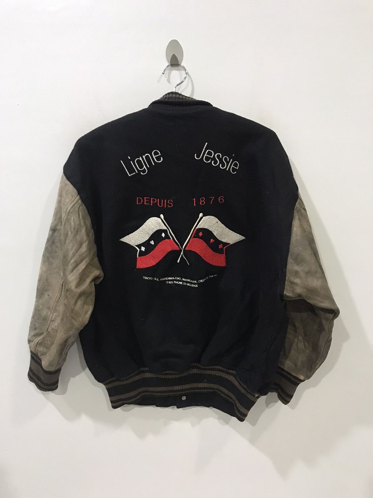 Lancel Vintage Rare LANCEL Leather Sleeve Varsity Jacket Size US L / EU 52-54 / 3 - 1 Thumbnail