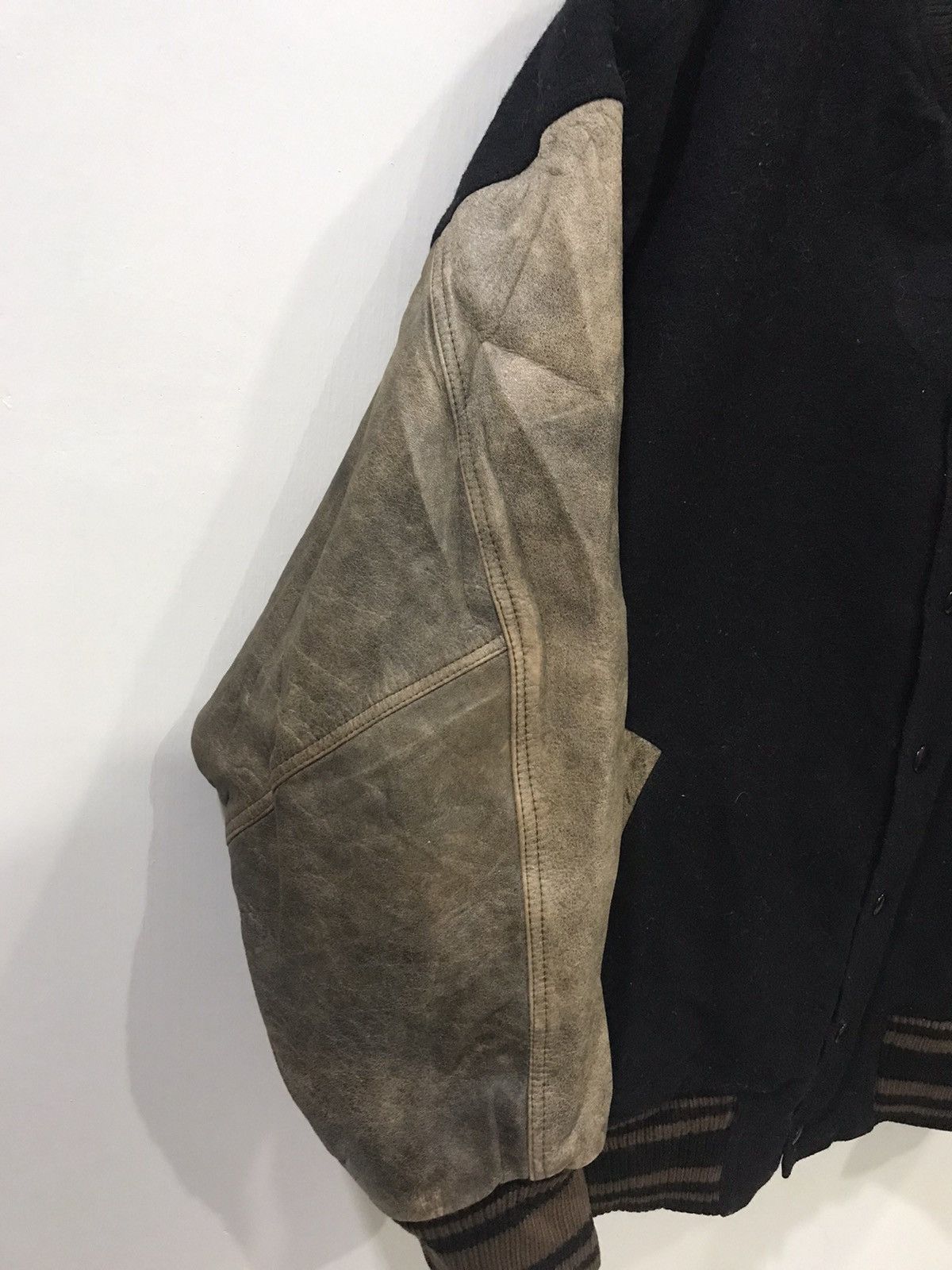 Lancel Vintage Rare LANCEL Leather Sleeve Varsity Jacket Size US L / EU 52-54 / 3 - 4 Thumbnail