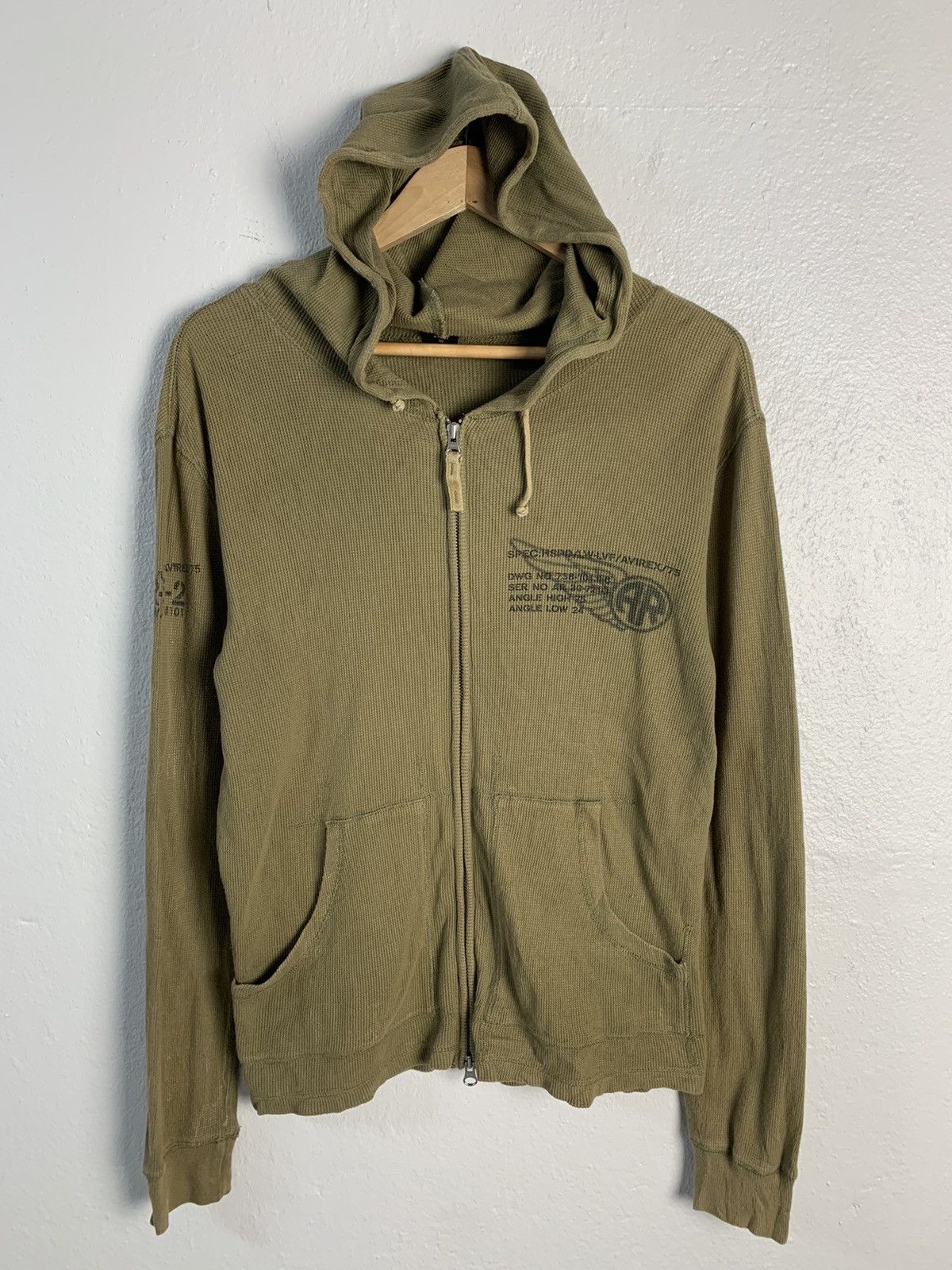 image of Avirex Zipper Hoodie in Green, Men's (Size Small)