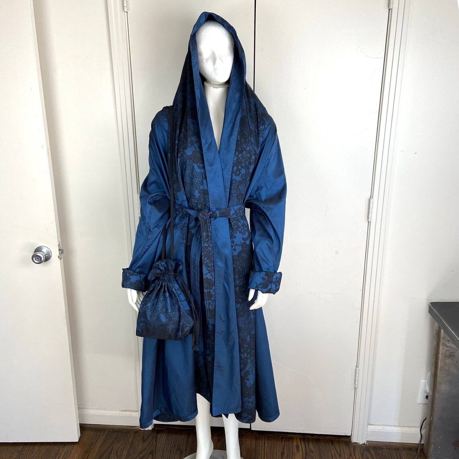 Vintage Mycra Pac Filigree Floral Hooded Reversible Raincoat & Bag ...