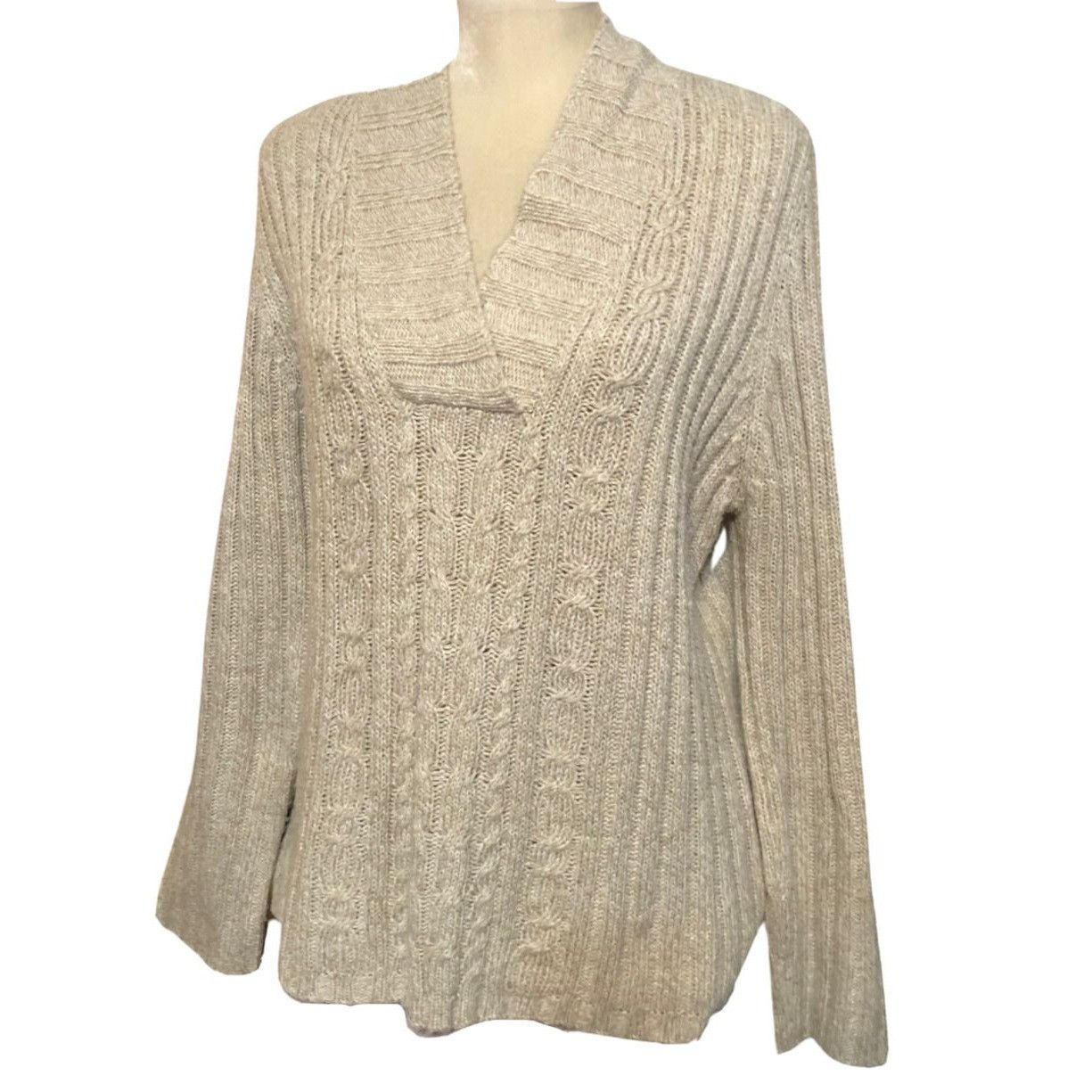 Faded Glory Faded Glory Womens Cable Knit Hooded Sweater Size 18 Tan Pul Grailed