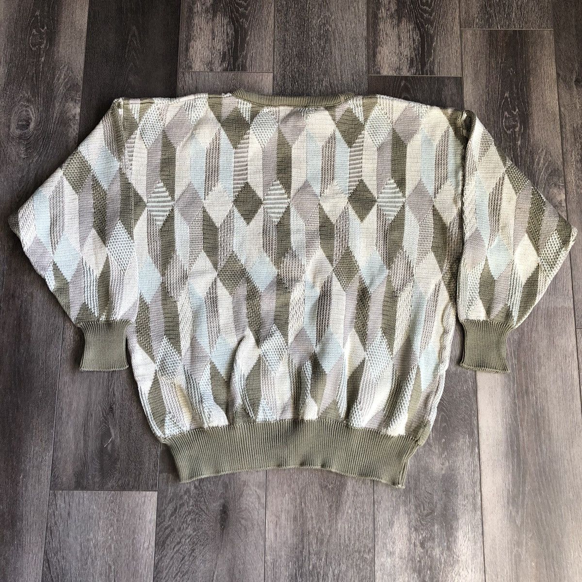 Vintage Vintage 1990s Far Horizons Diamond Knit Coogi Style Sweater Size US L / EU 52-54 / 3 - 3 Thumbnail