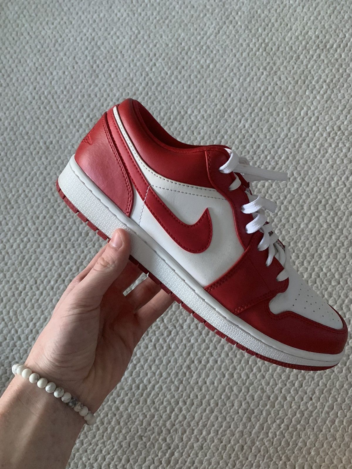 low top red jordans