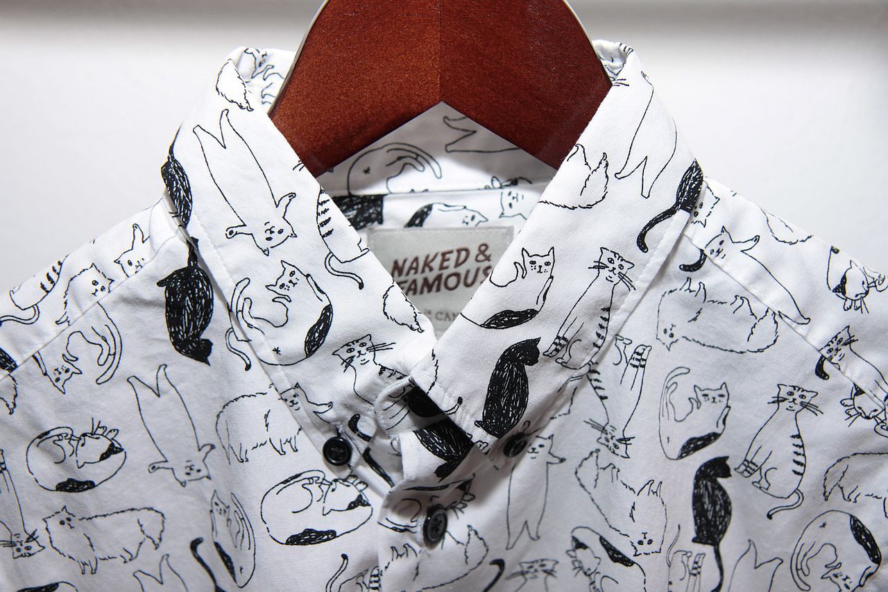 Naked & Famous Cat Sketches Easy Shirt Size US S / EU 44-46 / 1 - 2 Thumbnail