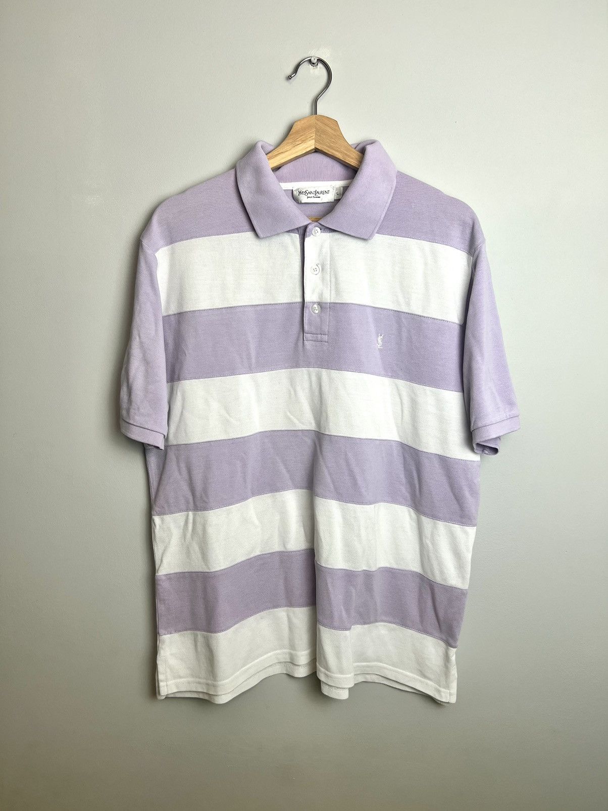 Vintage Rare Colour Yves Saint Laurent Vintage Polo Logo Lavender Size US L / EU 52-54 / 3 - 1 Thumbnail