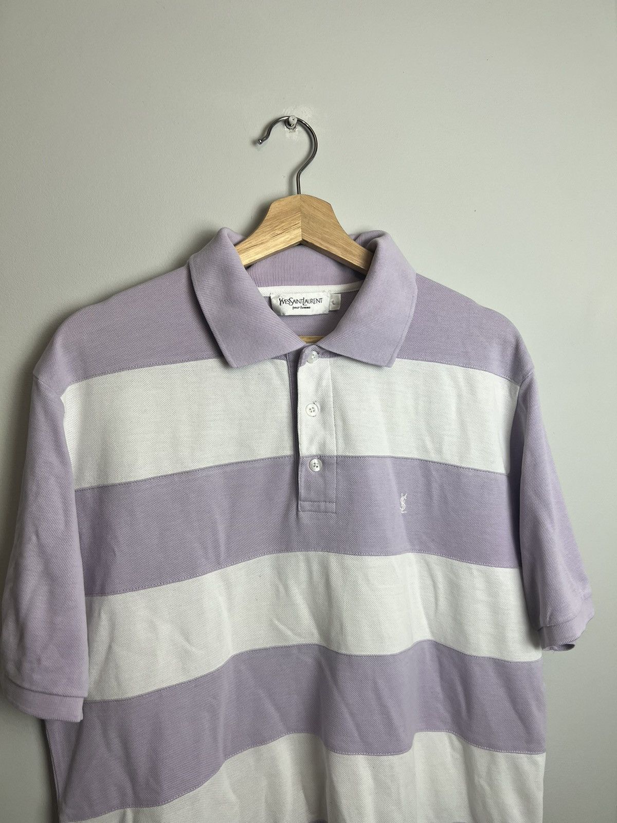 Vintage Rare Colour Yves Saint Laurent Vintage Polo Logo Lavender Size US L / EU 52-54 / 3 - 3 Thumbnail
