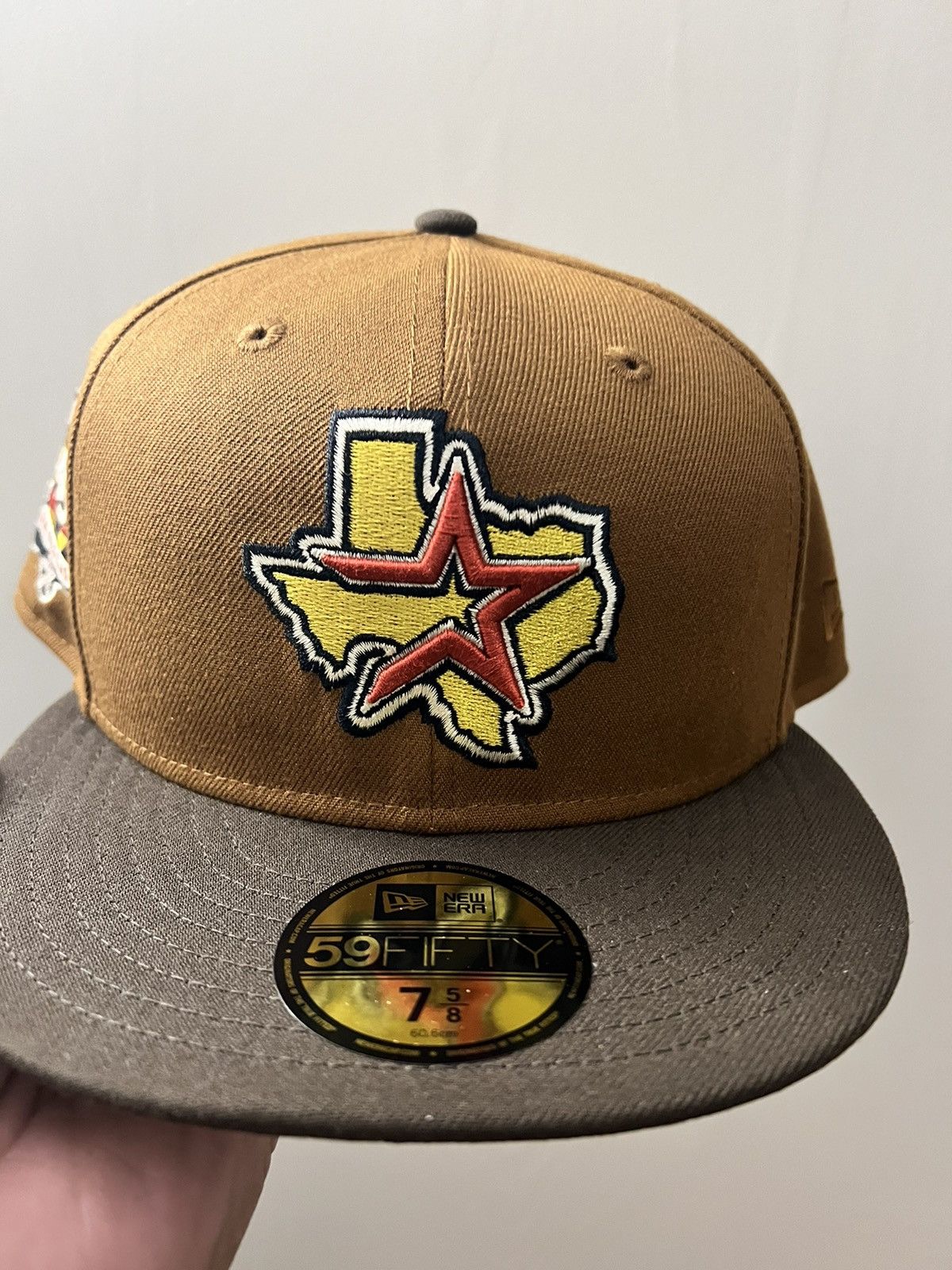 Off White Houston Astros Dark Gray Visor Gray Bottom 45th Anniversary Side Patch New Era 59FIFTY Fitted 8