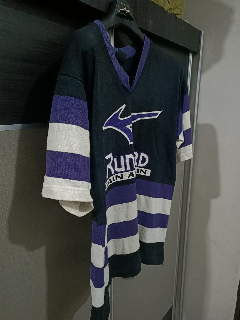 Mizuno Vintage 90s RunBird Mizuno Big Logo Stripe Tee Size US L / EU 52-54 / 3 - 3 Thumbnail