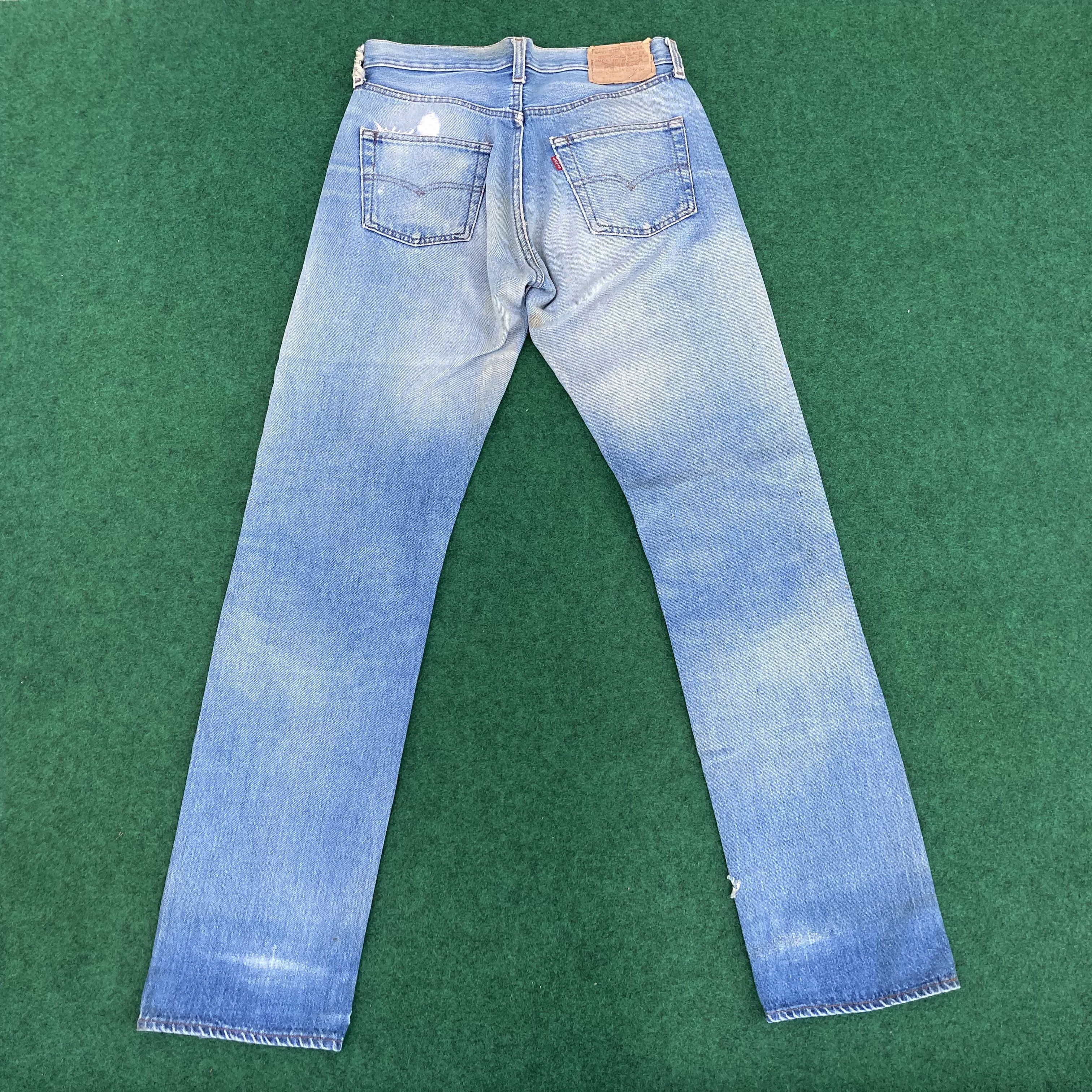 Levi's × Vintage 29x33 Levis 501 Distressed Ripped Light Wash 90s Jeans Size US 29 - 12 Thumbnail