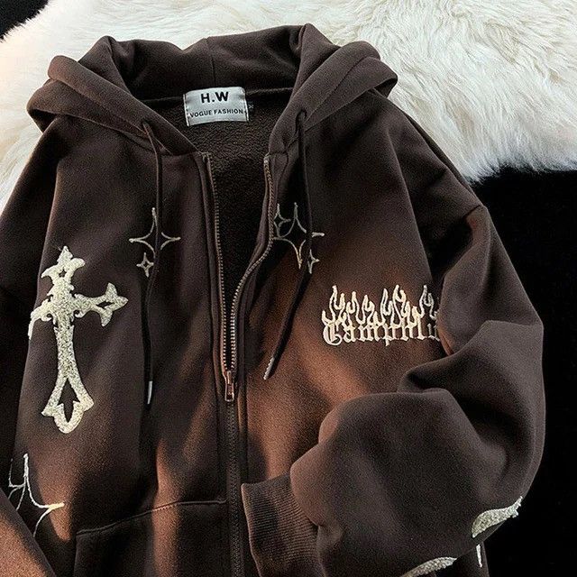 Japanese Brand Gothic Embroidered Cross Hoodie Size US M / EU 48-50 / 2 - 2 Thumbnail