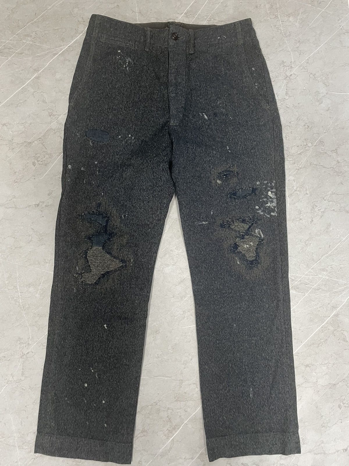 RRL REPAIRED CHINO TROUSERS ダメージ加工 32×32 RRL Chino Officer's Trouser Olive