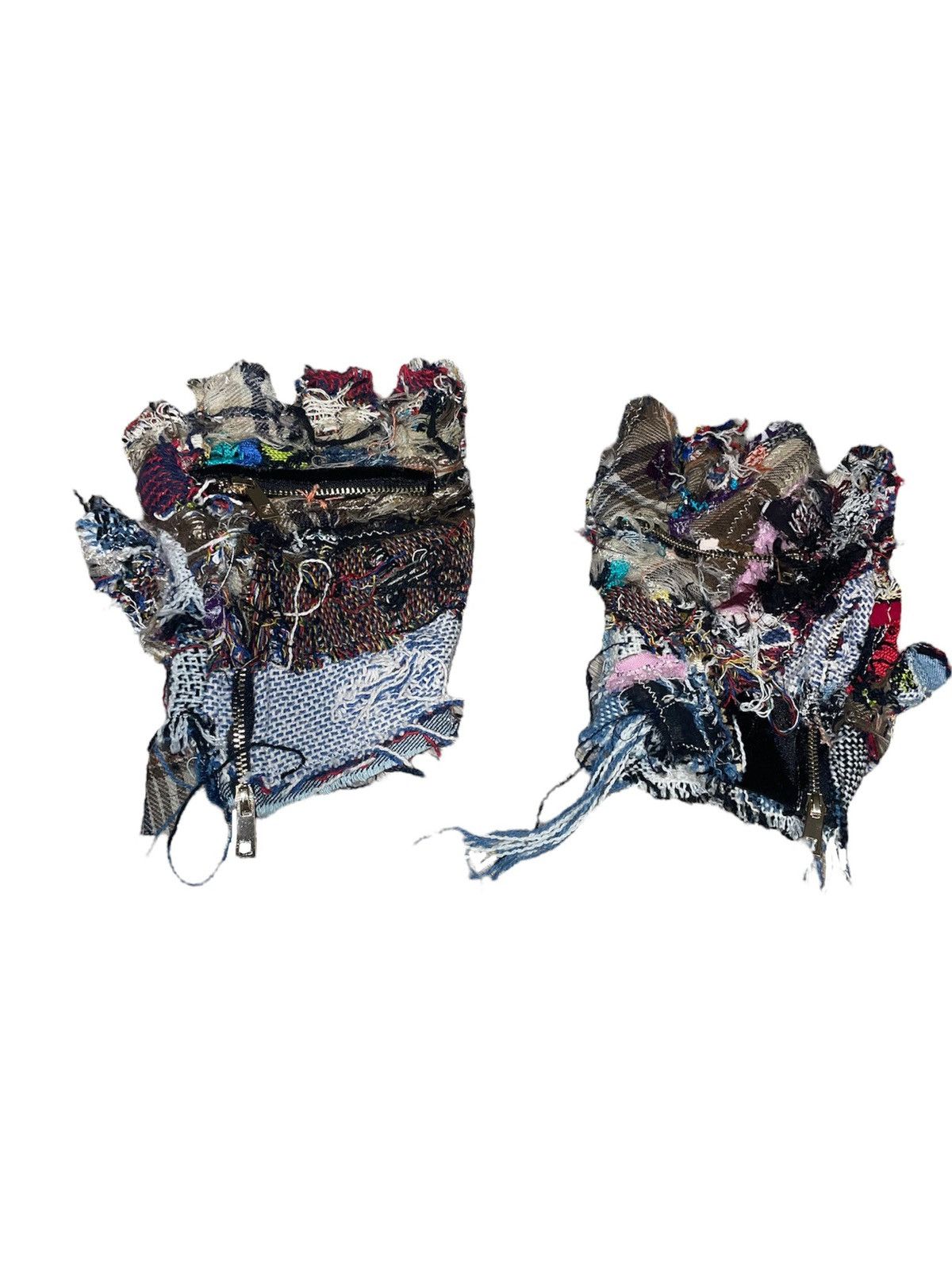 Patchwork woven distressed motocross gloves