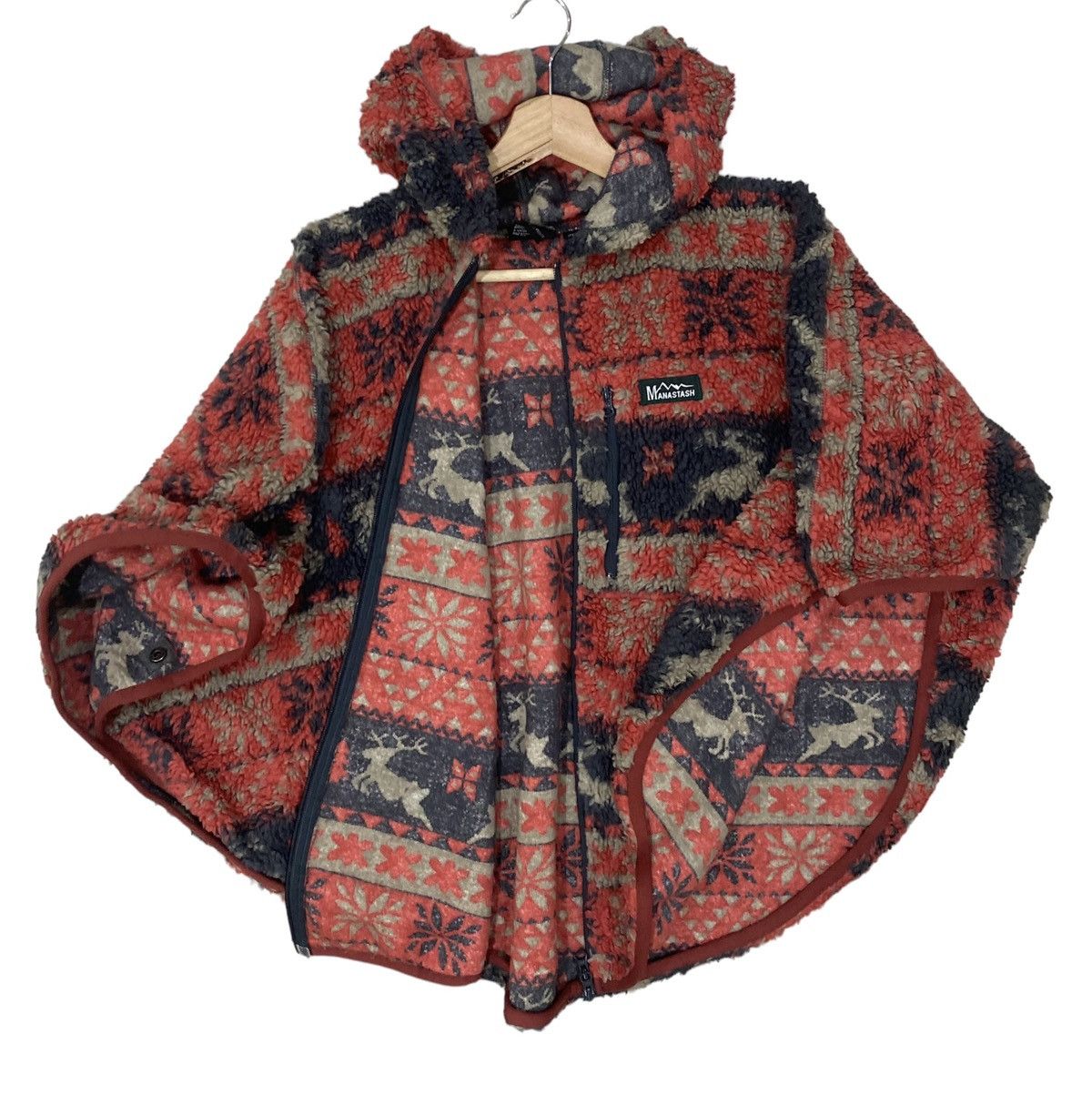 Native 🌟 MANASTASH DEER PRINTS WOOL PONCHOS HOODIE Size US M / EU 48-50 / 2 - 1 Thumbnail