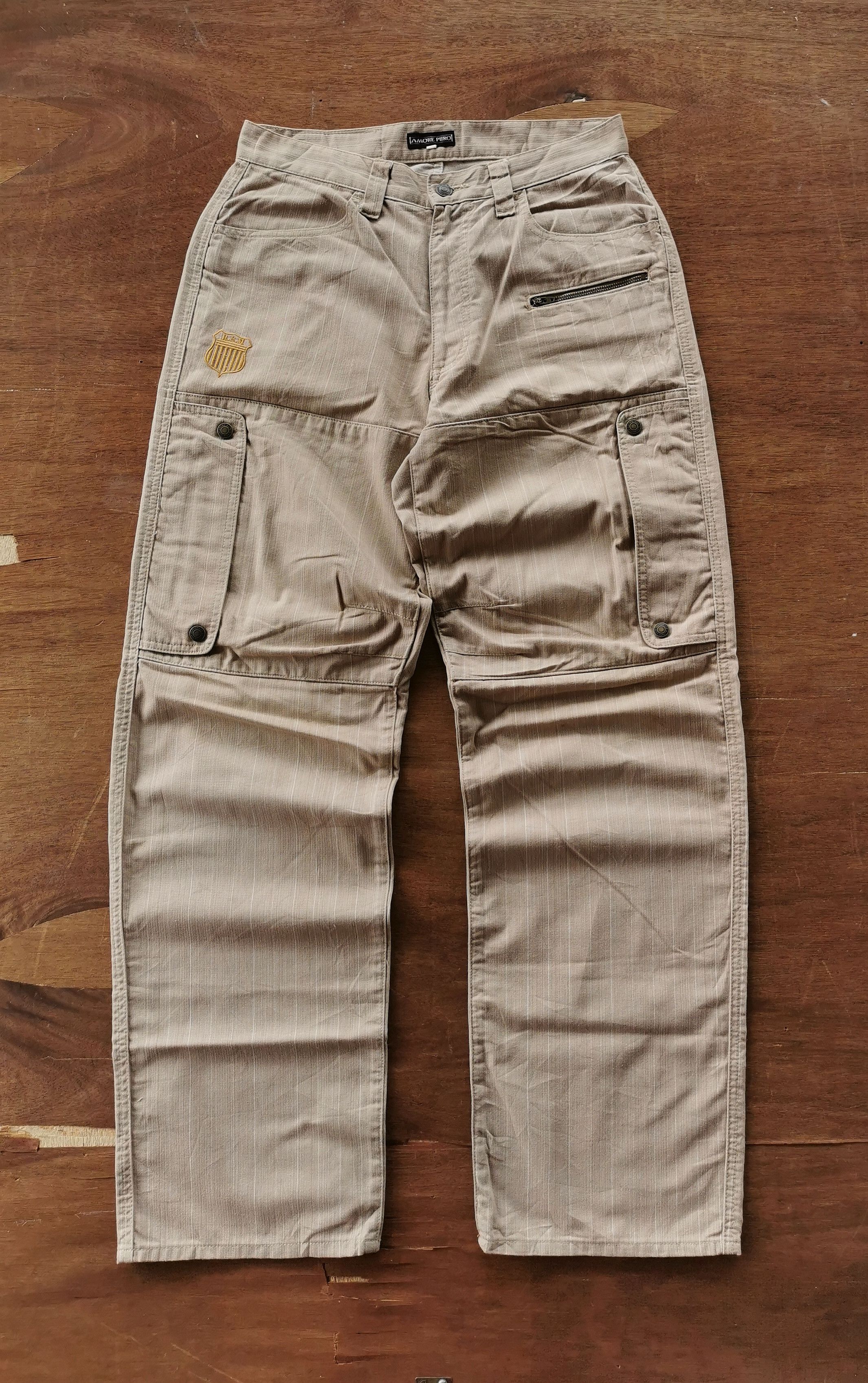 Japanese Brand Vintage Amore Puro Japan Striped Cargo Pants Size US 31 - 1 Thumbnail