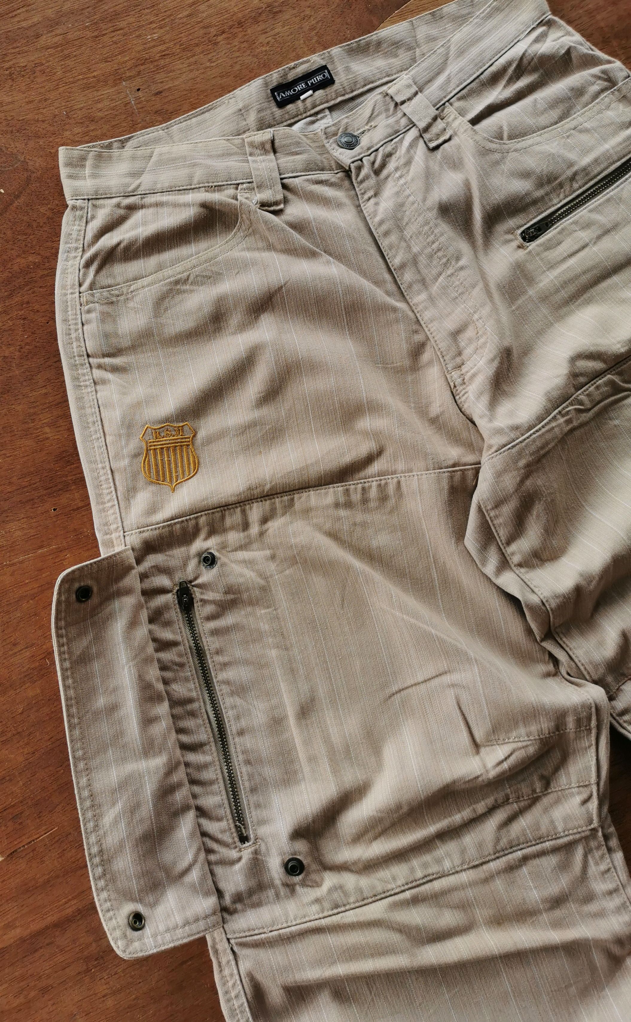 Japanese Brand Vintage Amore Puro Japan Striped Cargo Pants Size US 31 - 3 Thumbnail
