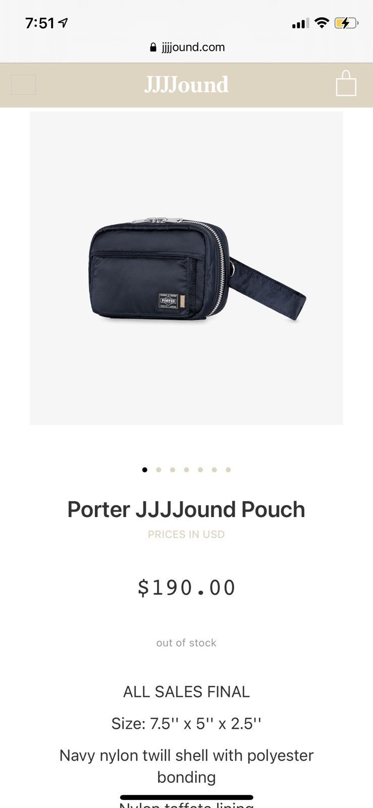 Jjjjound Porter Pouch Small Bag JJJJound x PORTER POUCH