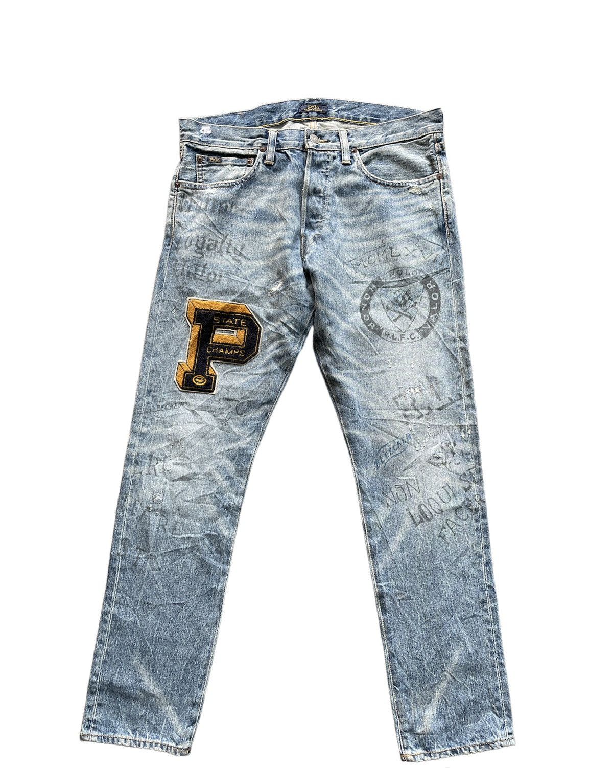 image of John Lawrence Sullivan x Polo Ralph Lauren Polo Ralph Laurent The Sullivan Slim Army Denim Patchwor