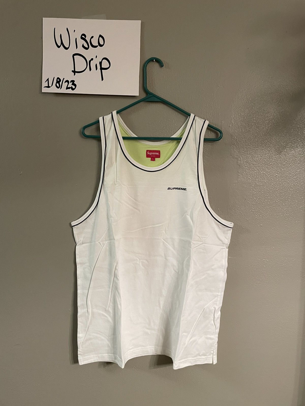 Supreme piping tank top (white/yellow)