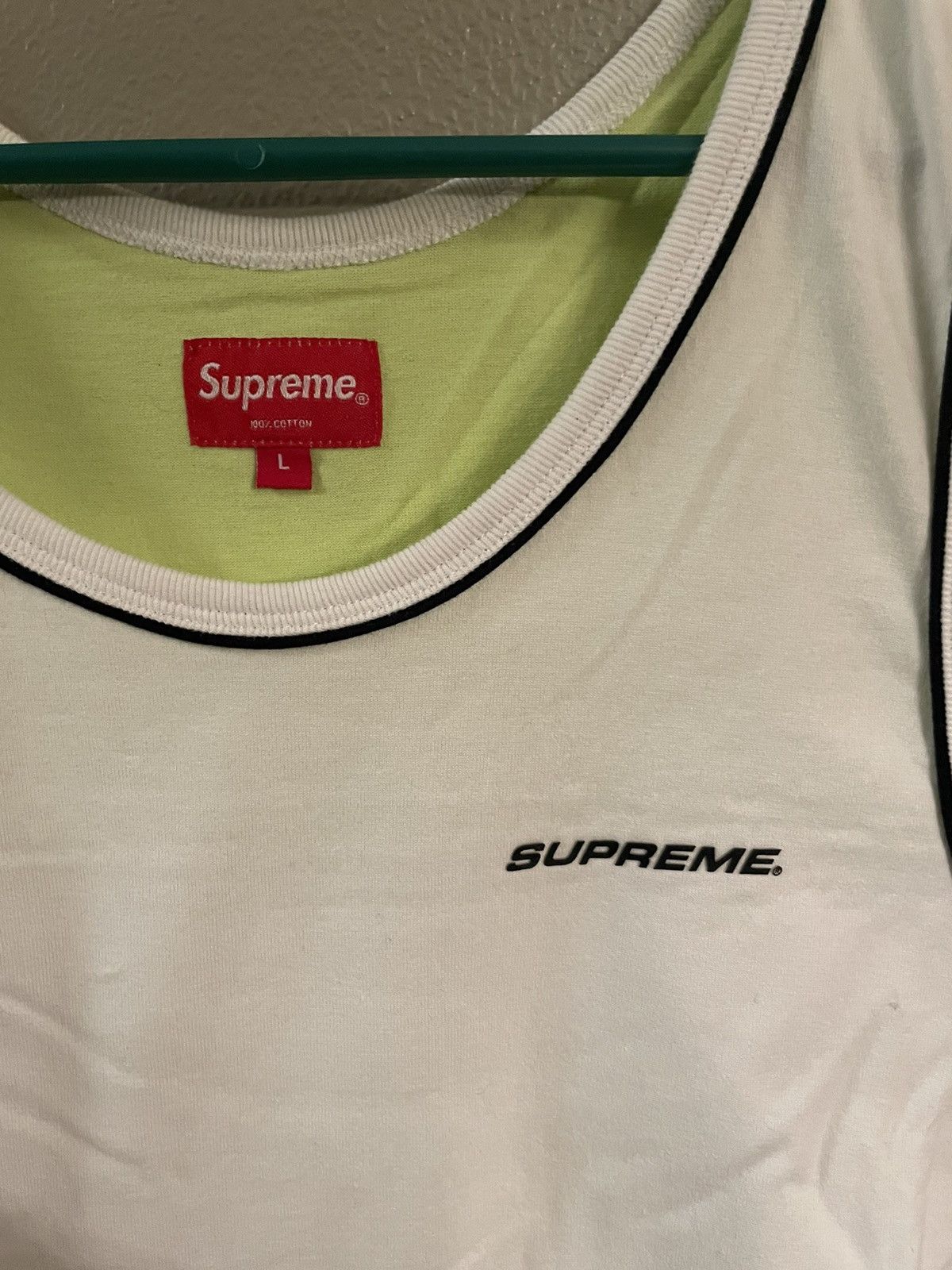 Supreme piping tank top (white/yellow)