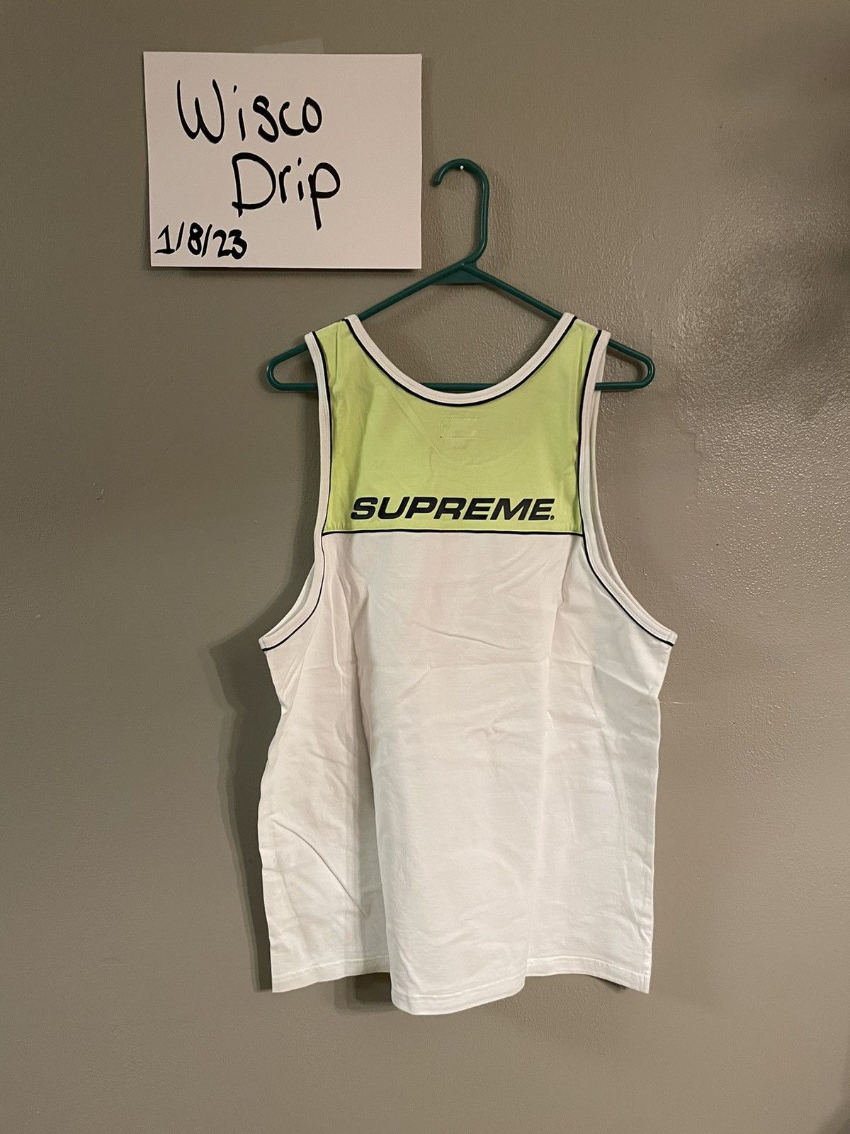 Supreme piping tank top (white/yellow)