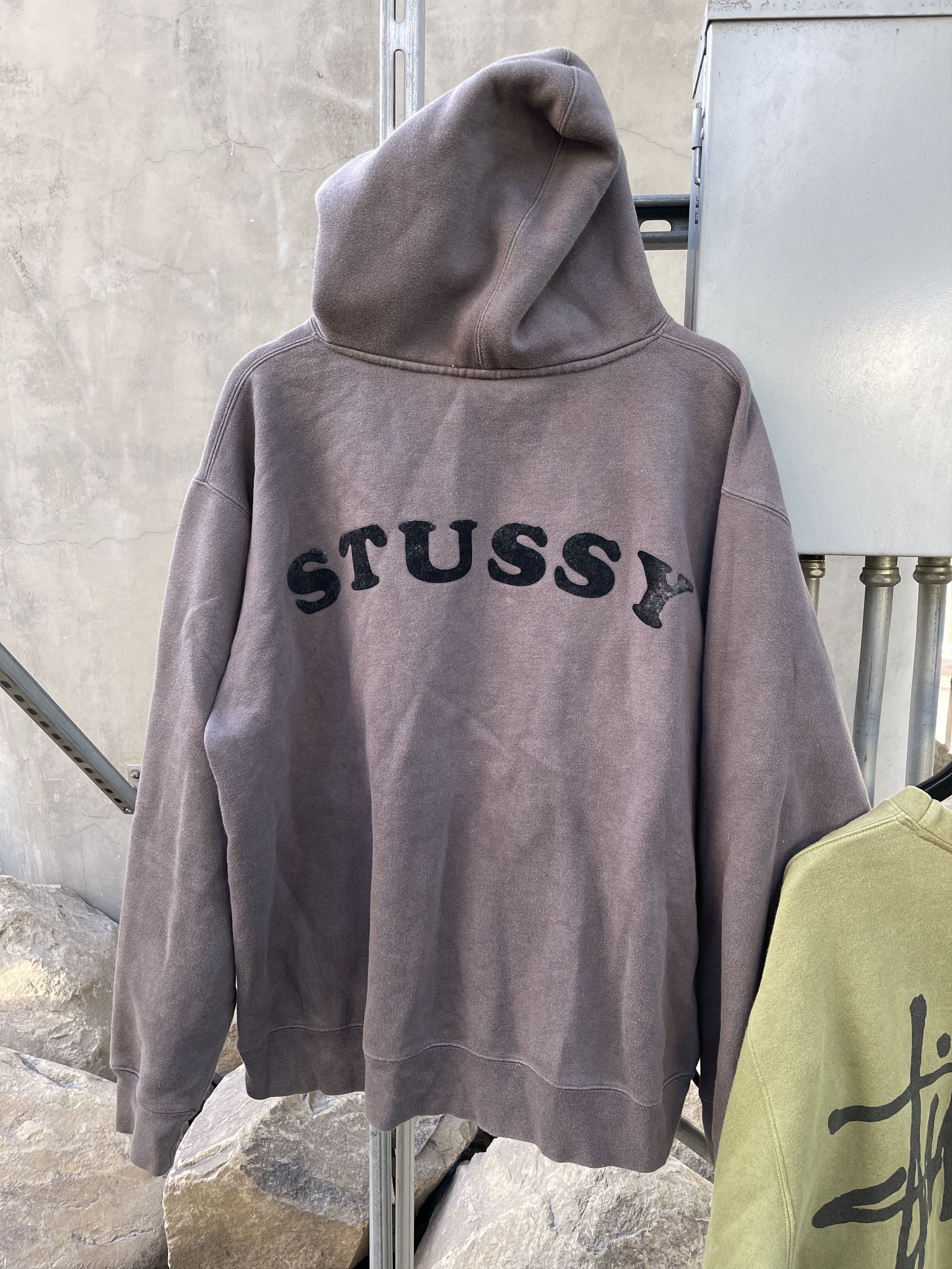 image of Early 2000S Stussy 80 Back Logo Hoodie in Vintage Brown, Men's (Size XL)