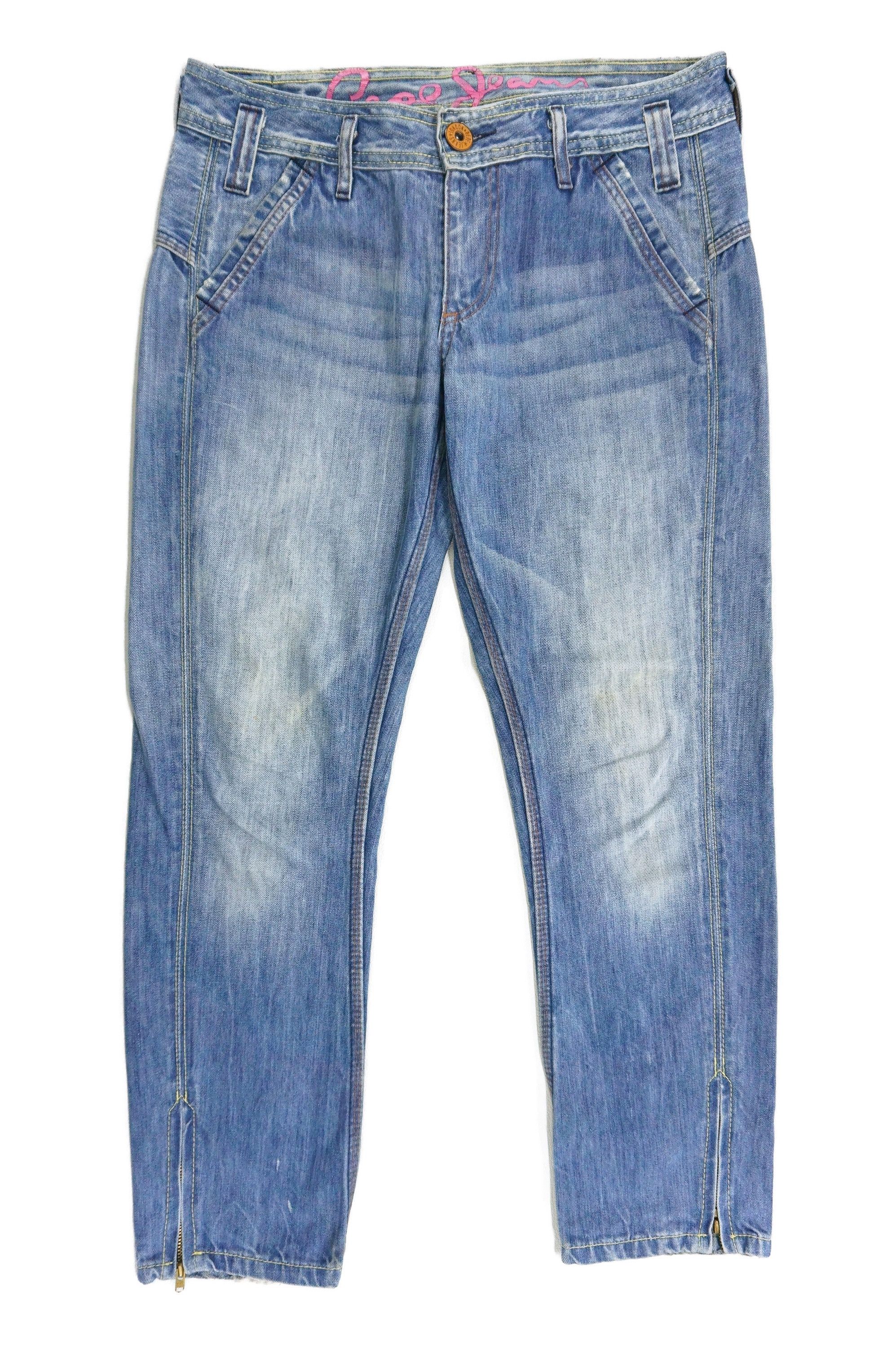 image of Pepe Jeans x Rockers Slim Fit Low Rise Jeans Hip Hop 2000 World Laurel Pants in Blue, Women's (Size