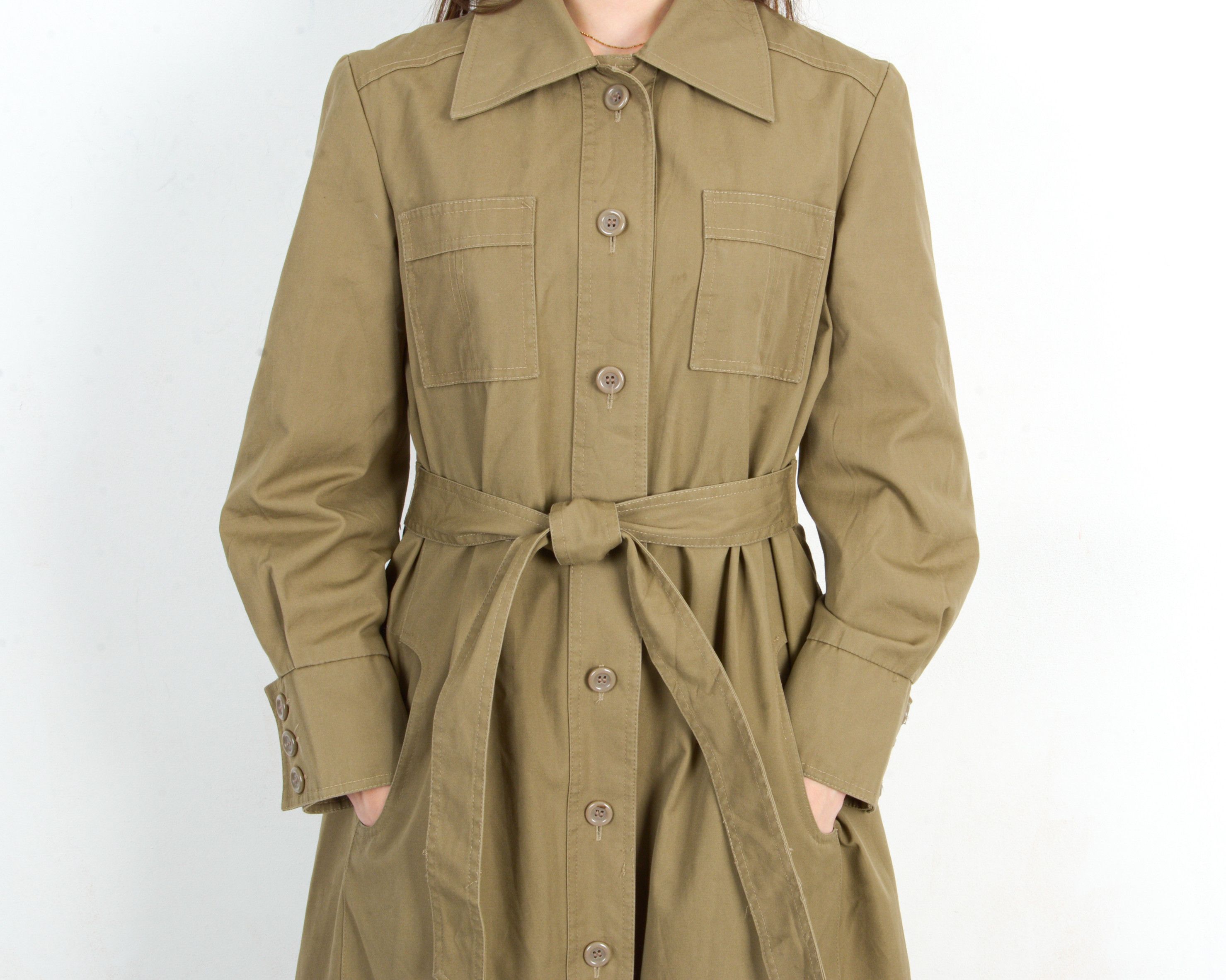 Other × Vintage Trench Rain Over Coat Mac Tan Belted Light Jacket Outdoors Size M / US 6-8 / IT 42-44 - 7 Thumbnail