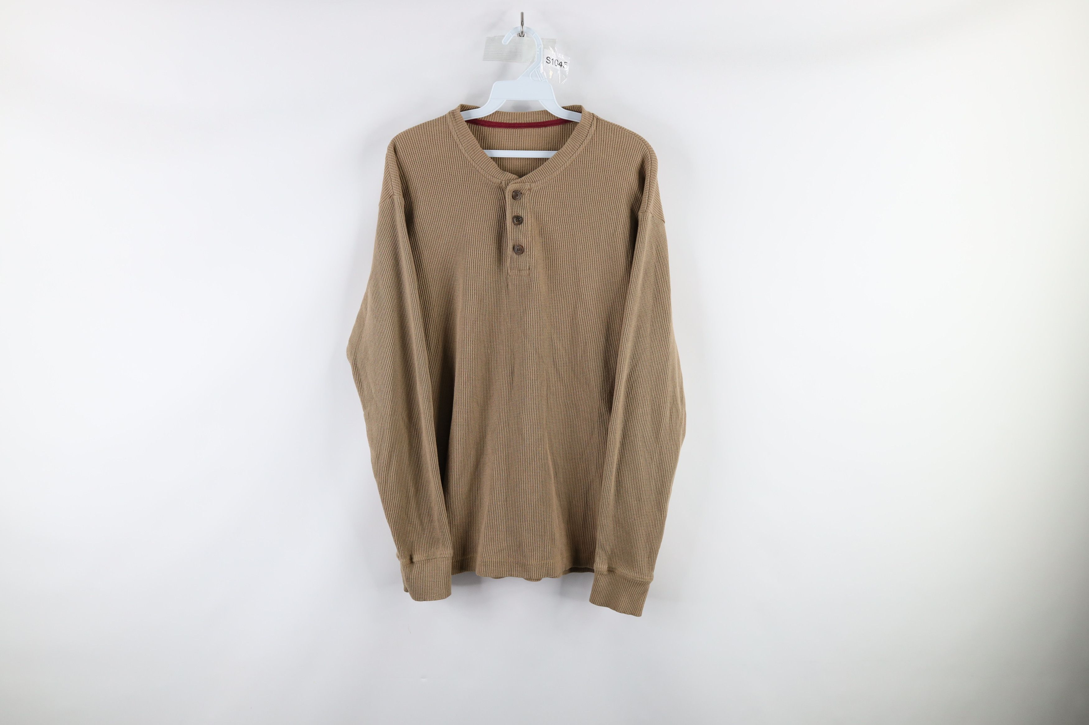 80's/90's Velvet Long Sleeve Red Henley Shirt by Irvine Park