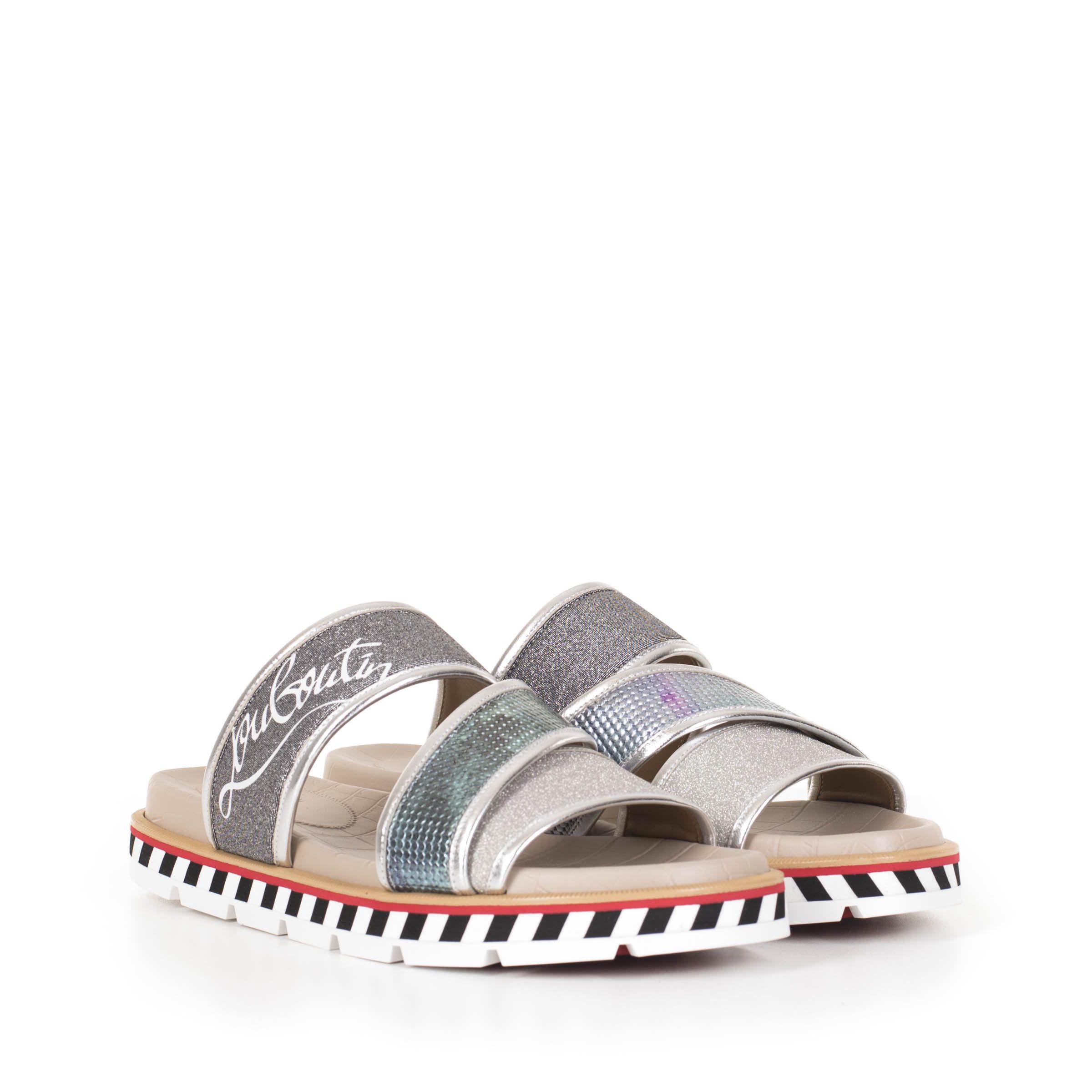 Silver Leather Glitter Sunset Zandal Sport 30 Sandals