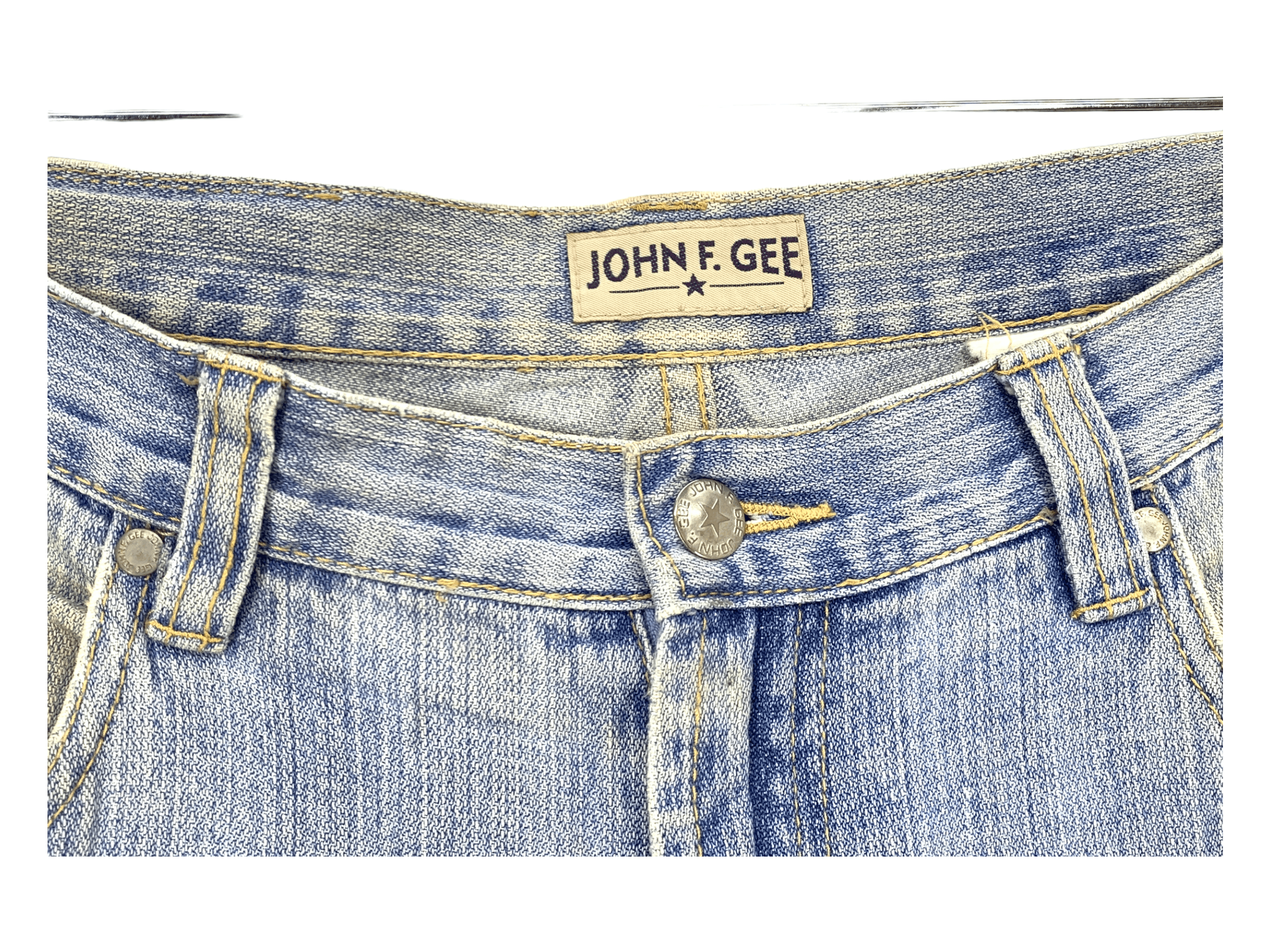 Other John F Gee Patchwork Jeans Hip Hop Skateboards Loose Pants Size US 35 - 9 Thumbnail