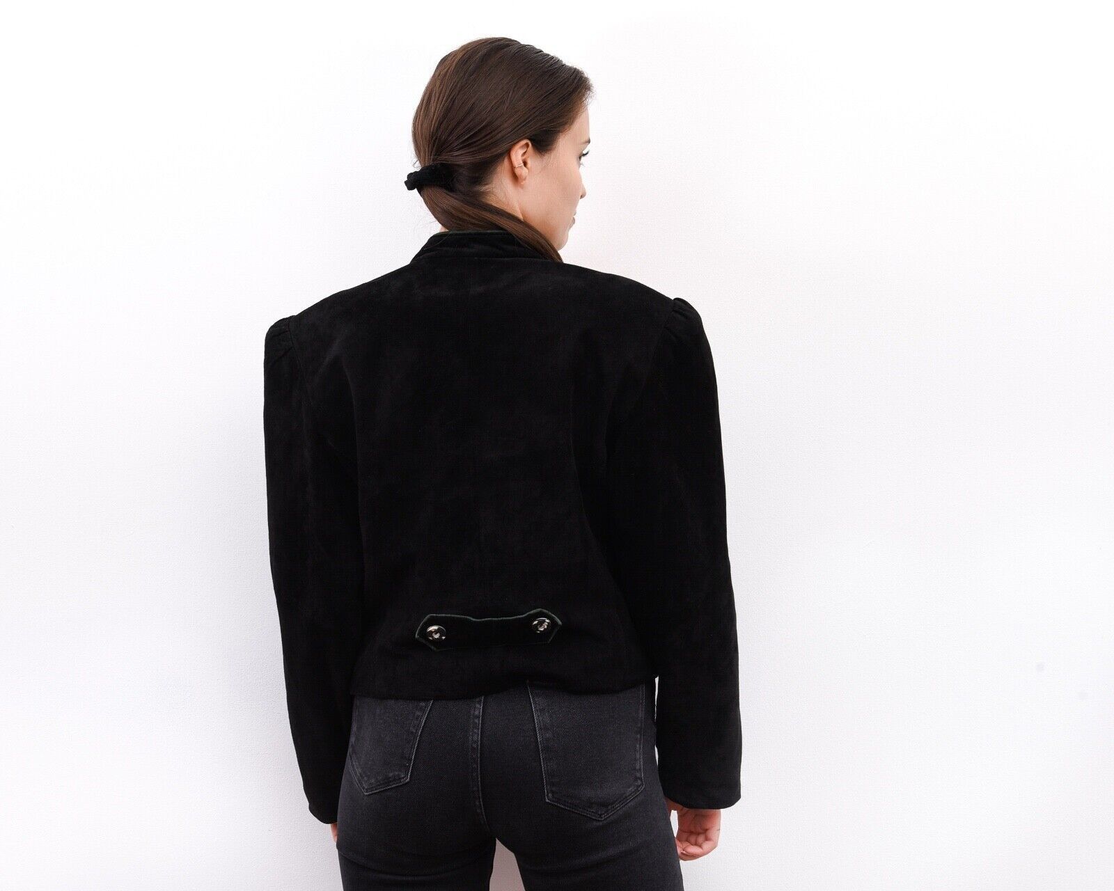 Vintage Trachten Suede Leather Embroider Jacket Blazer Heart Pockets Size M / US 6-8 / IT 42-44 - 8 Thumbnail
