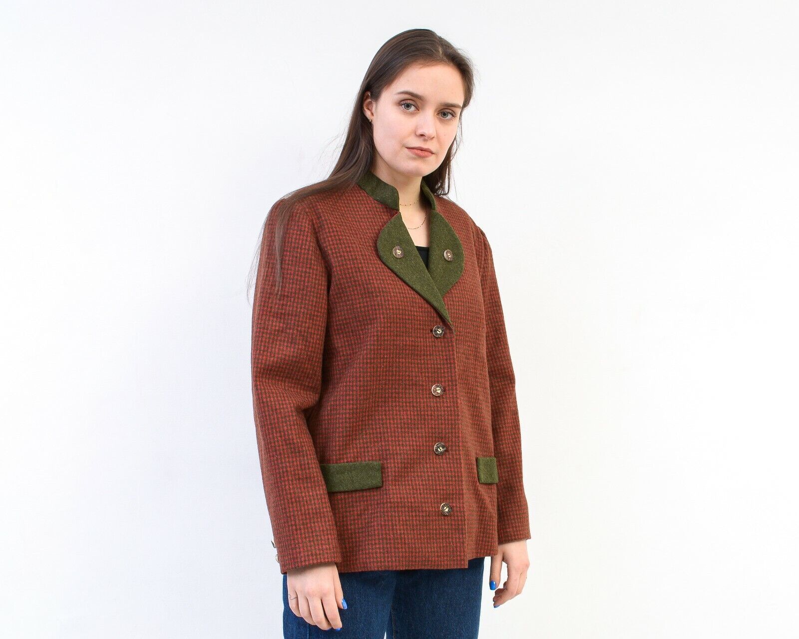 Other × Vintage Suit Jacket Trachten Wool Cardigan Check Plaid Tartan Blazer Size L / US 10 / IT 46 - 4 Thumbnail