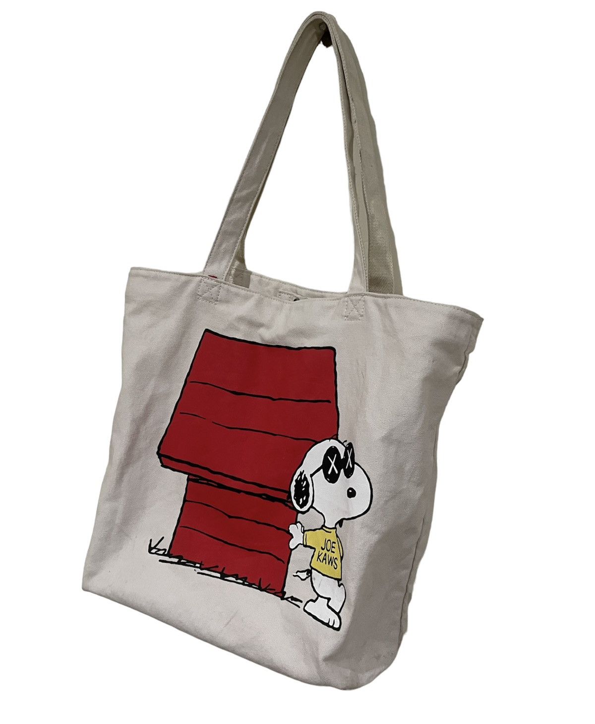 Japanese Brand Rare🔥Kaws x Joe Peanuts x Uniqlo Distressed Canvas Tote Bag Size ONE SIZE - 2 Thumbnail