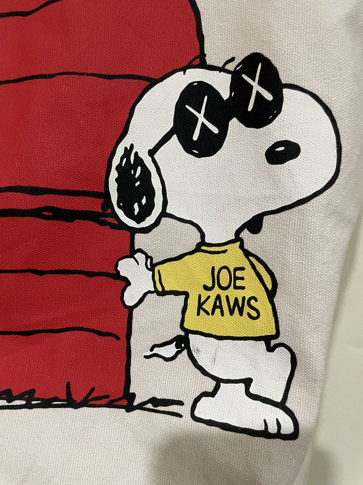 Japanese Brand Rare🔥Kaws x Joe Peanuts x Uniqlo Distressed Canvas Tote Bag Size ONE SIZE - 13 Thumbnail