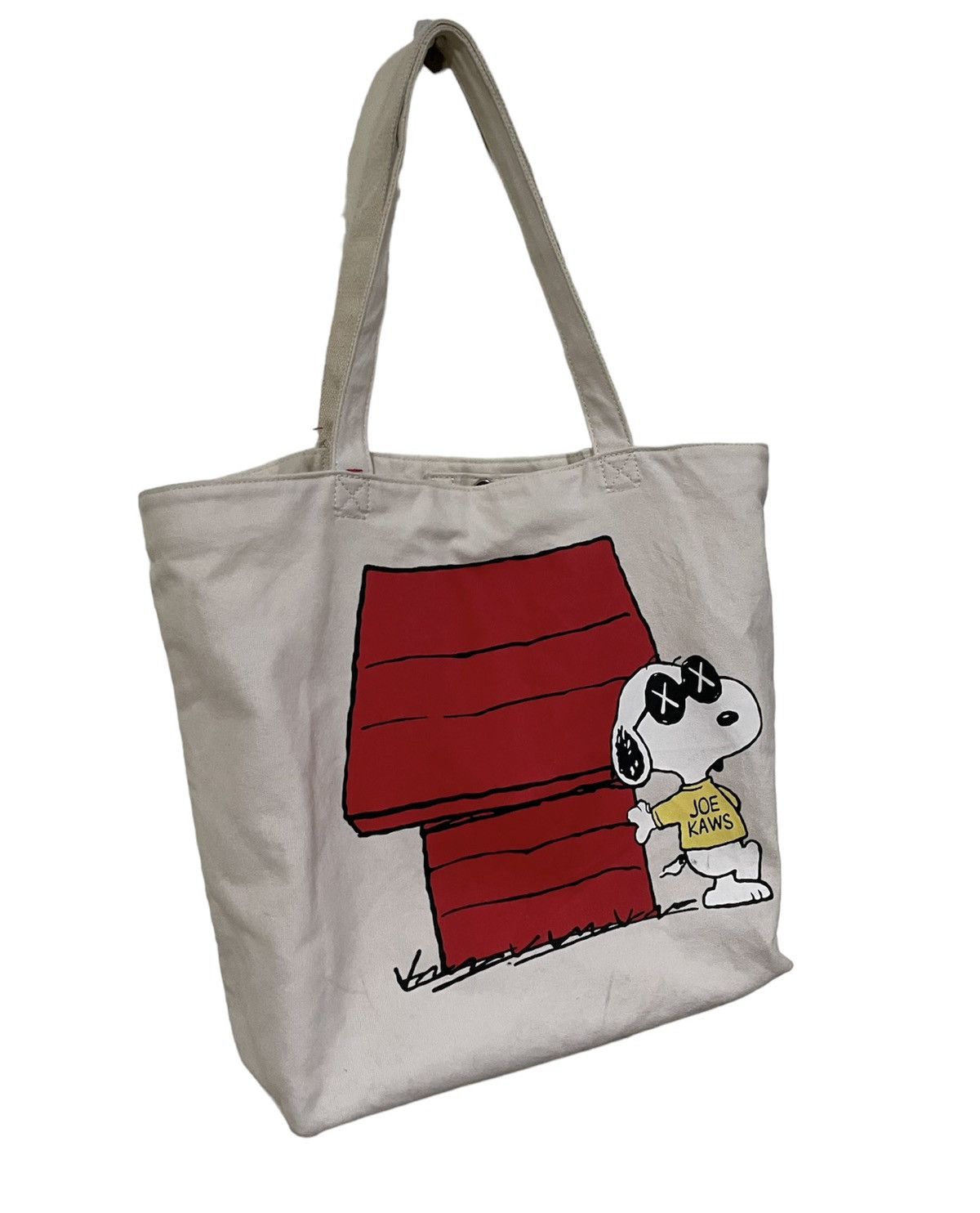 Japanese Brand Rare🔥Kaws x Joe Peanuts x Uniqlo Distressed Canvas Tote Bag Size ONE SIZE - 3 Thumbnail