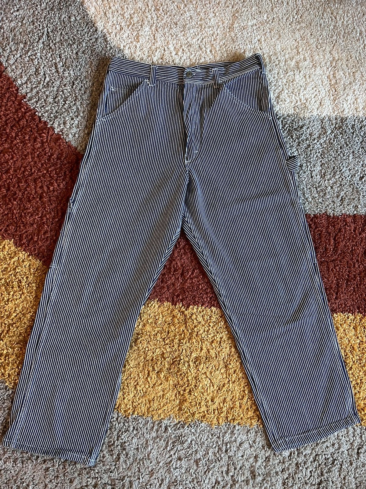 Stan Ray Pinstripe Painters Denim Carpenter Pants - Main Image