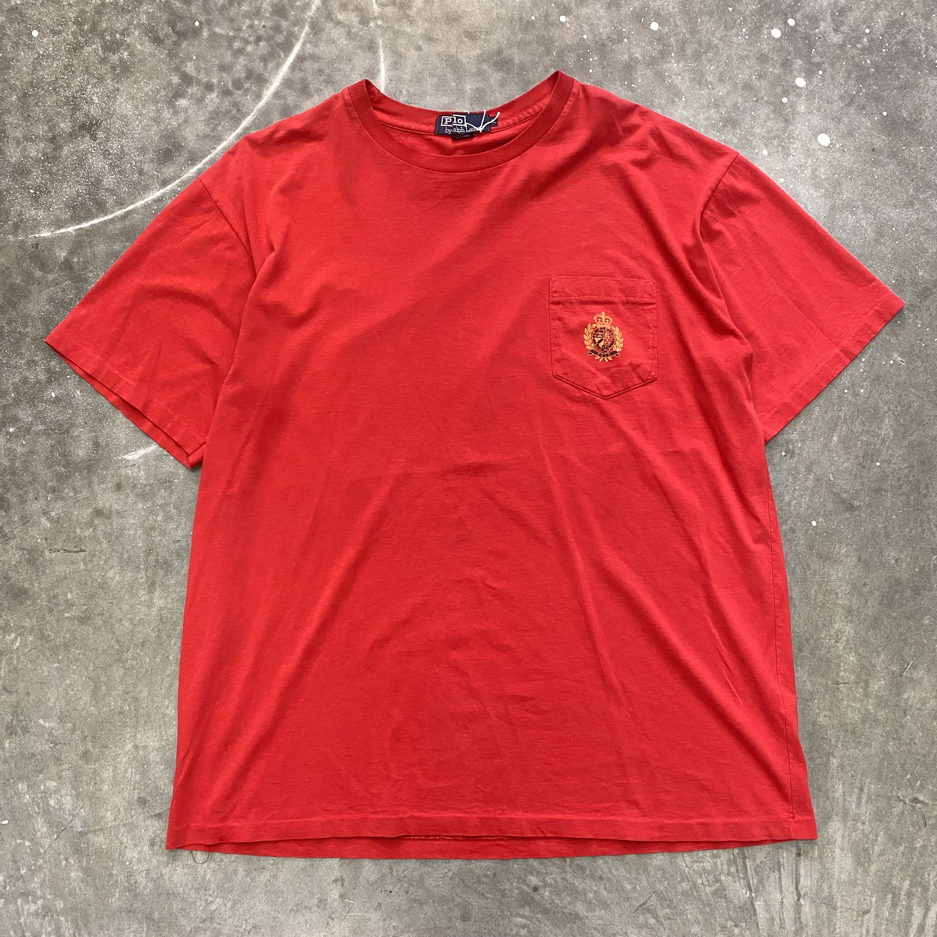 90’s Red Crew Neck Cotton Pocket T-Shirt by Ralph Lauren main image 0